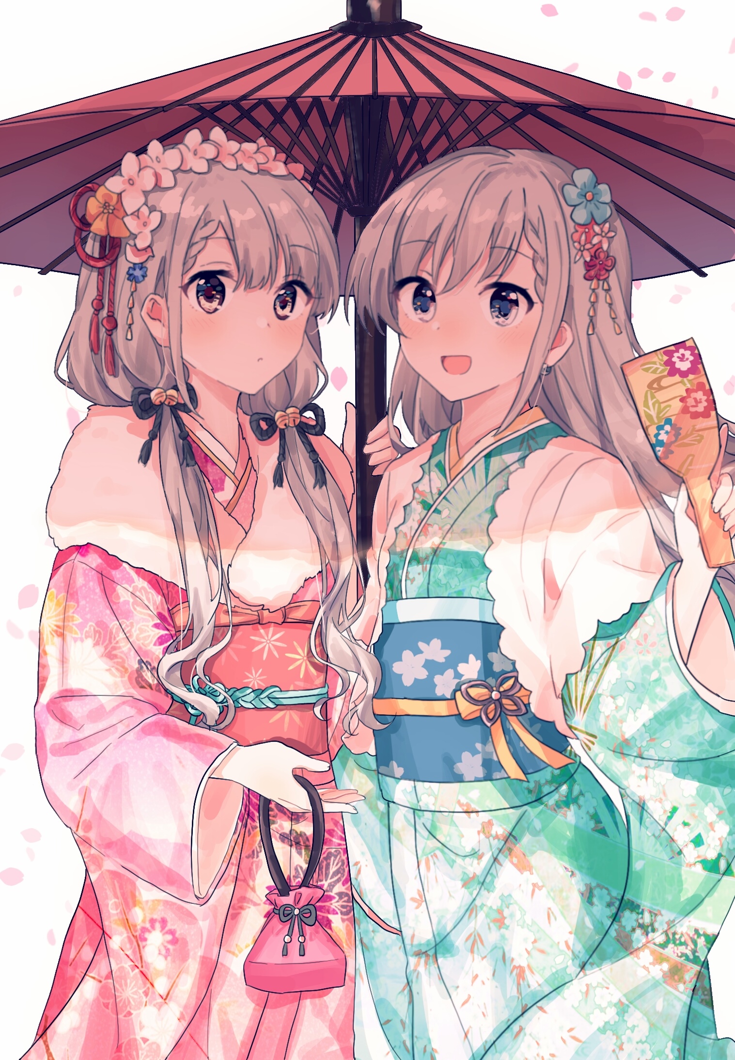 Hisakawa Hayate and Hisakawa Nagi under an umbrella HD Phone Wallpaper