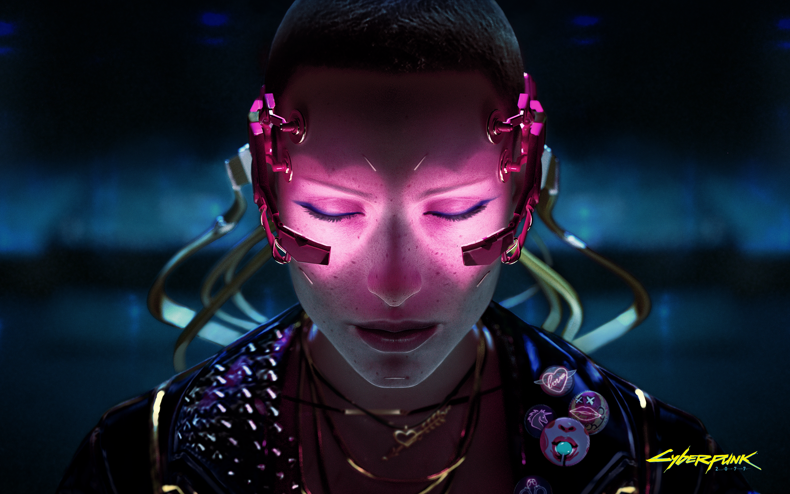 Cyberpunk 2077 character with cybernetic implants HD Wallpaper