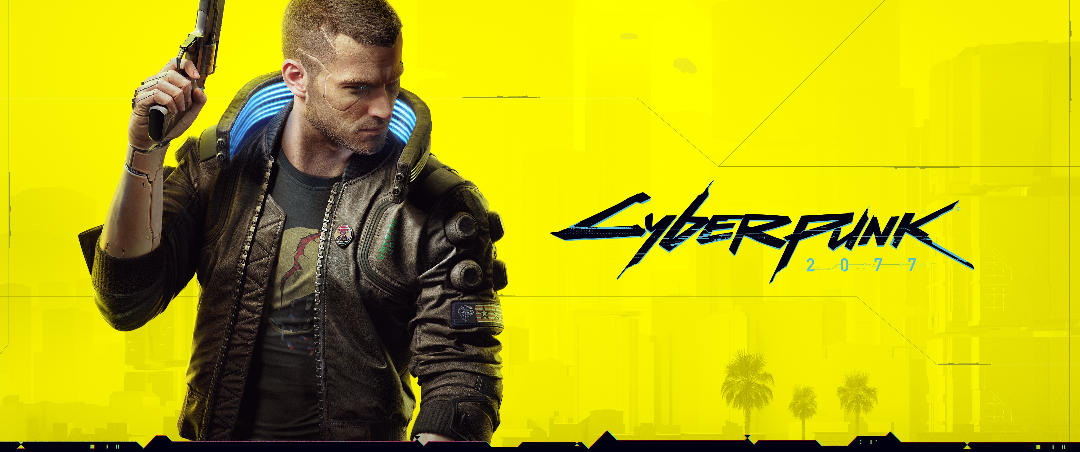 Cyberpunk 2077 Game Poster with Character Holding Weapon HD Wallpaper