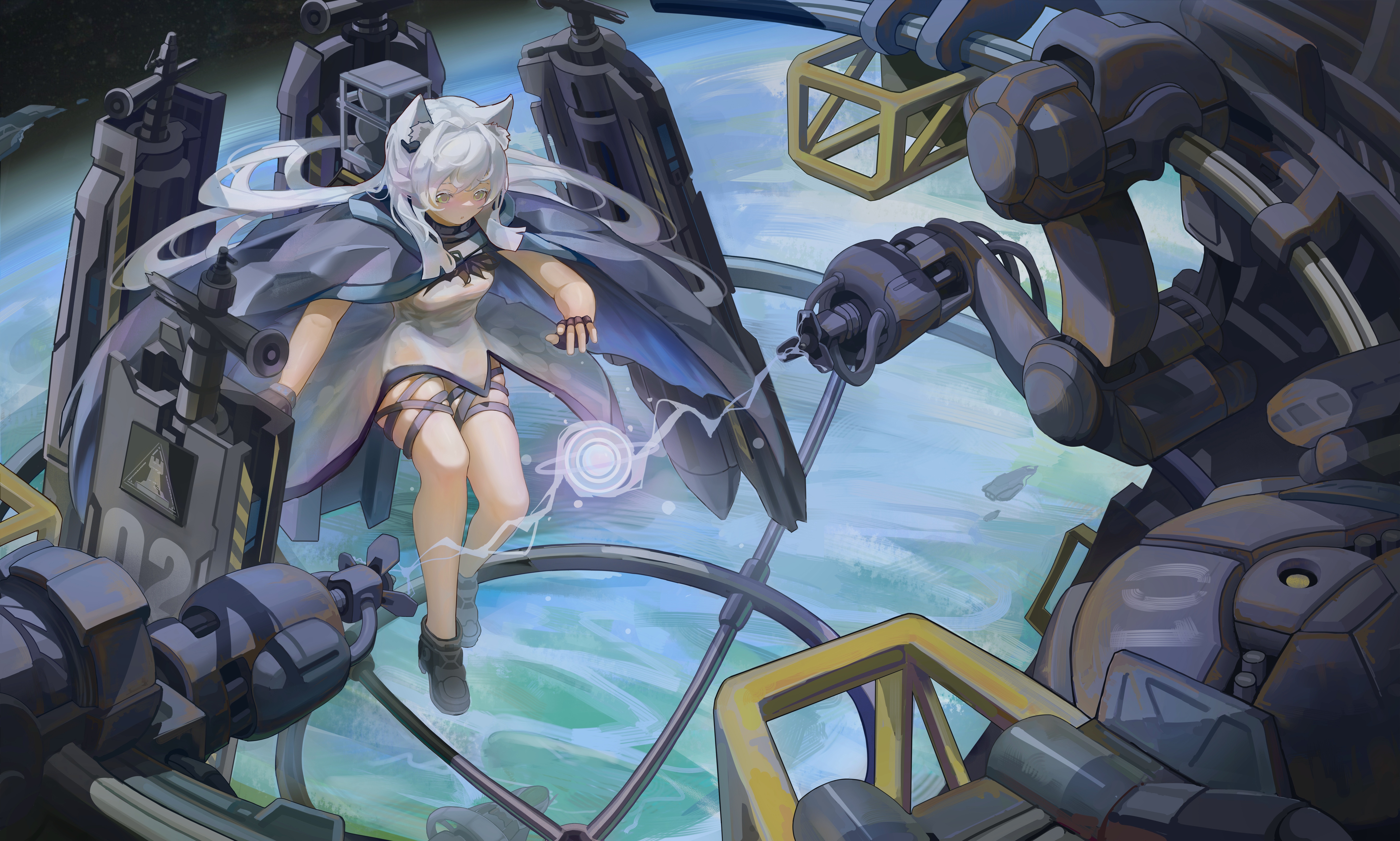 4K Arknights Rosmontis in a mechanical environment HD Wallpaper