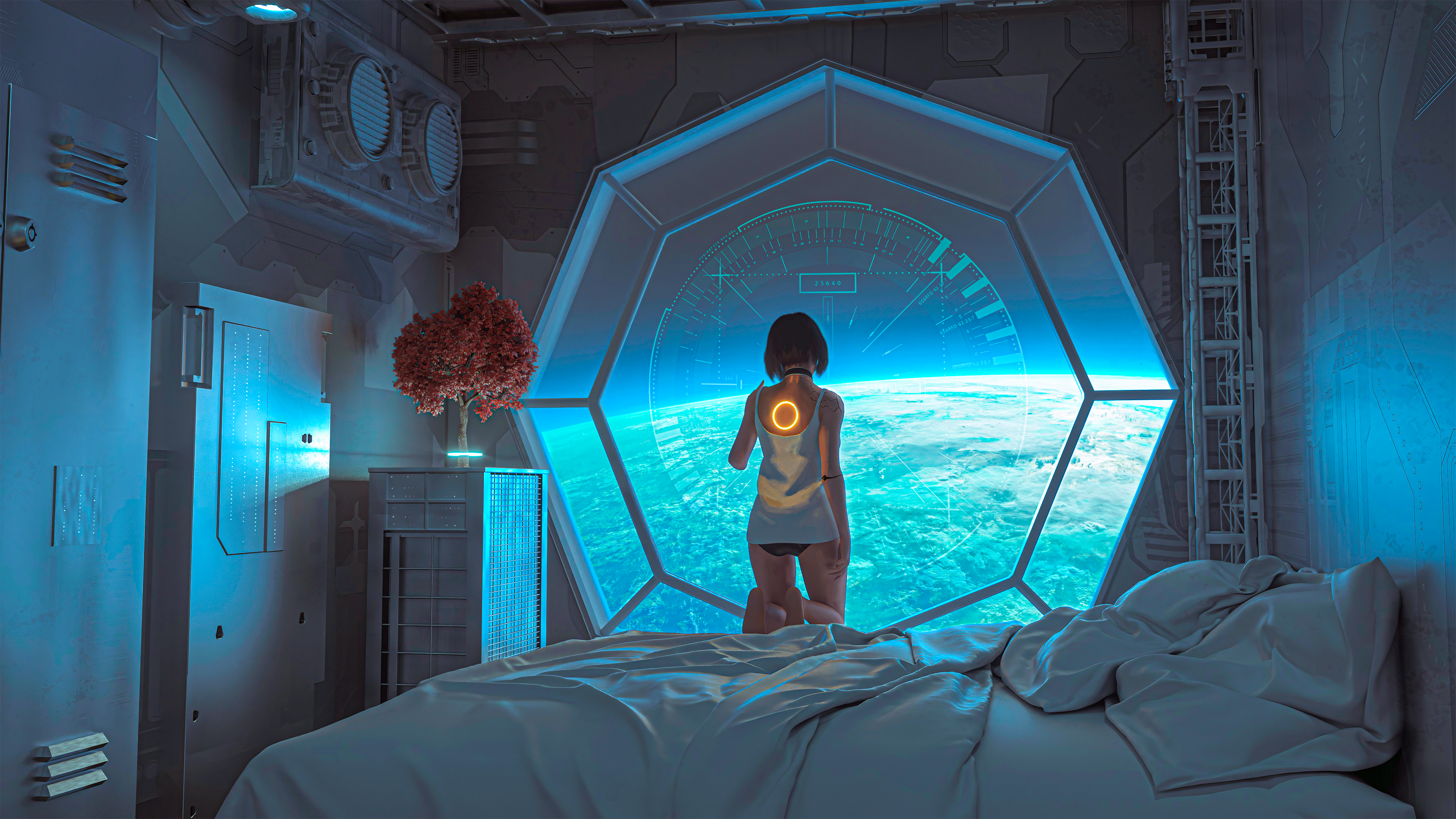 4K Surreal Space Science Fiction Room Interior HD Wallpaper