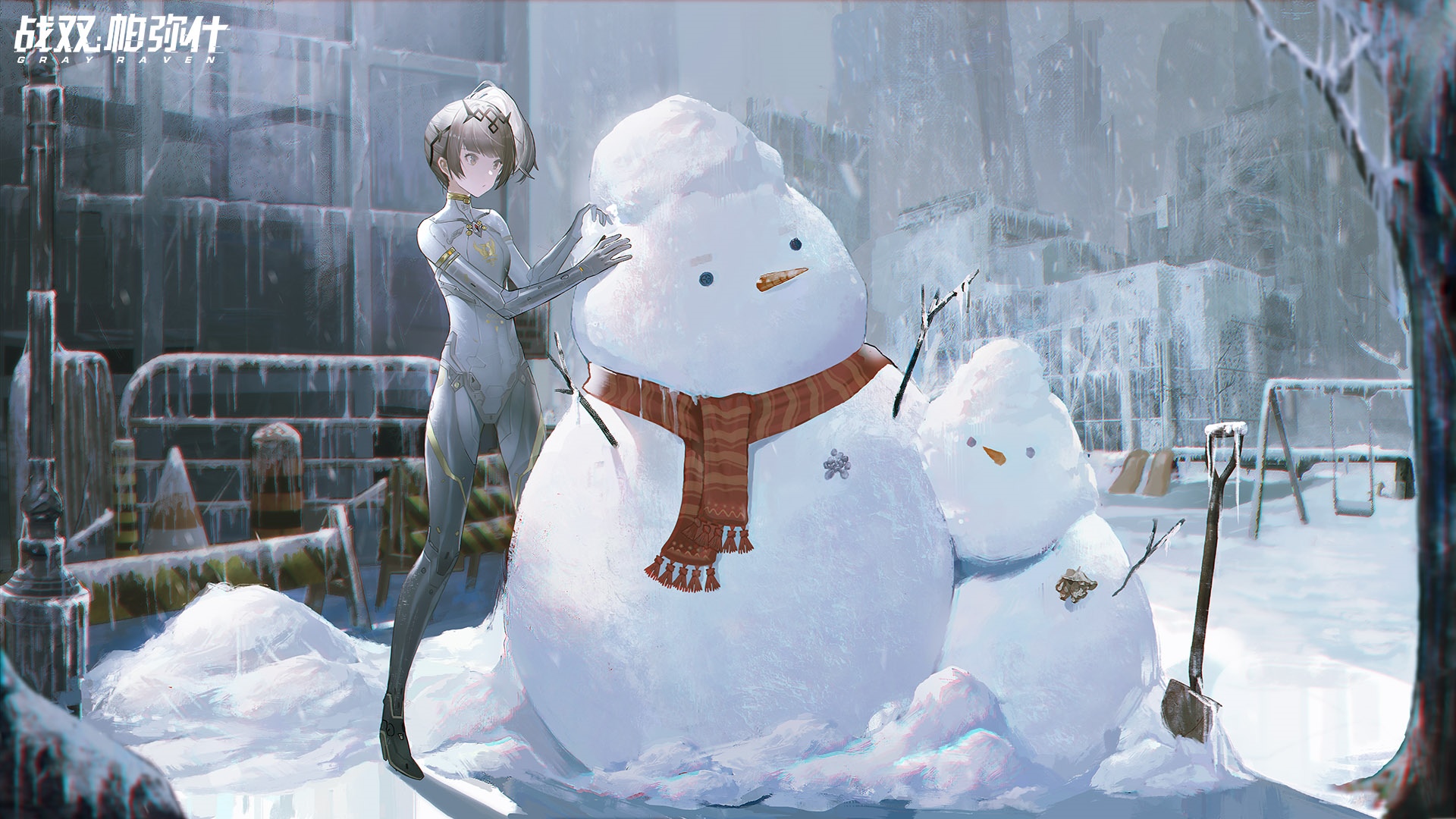 Lee from Punishing: Gray Raven building a snowman HD Wallpaper