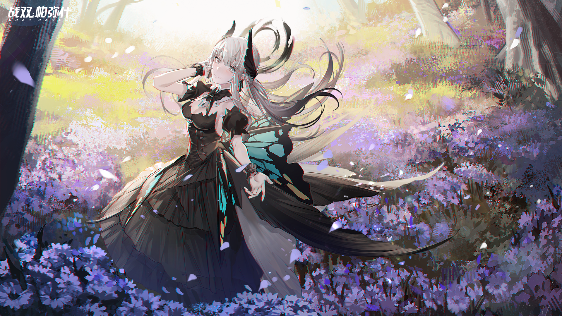 Kamui from Punishing: Gray Raven in a field of flowers HD Wallpaper