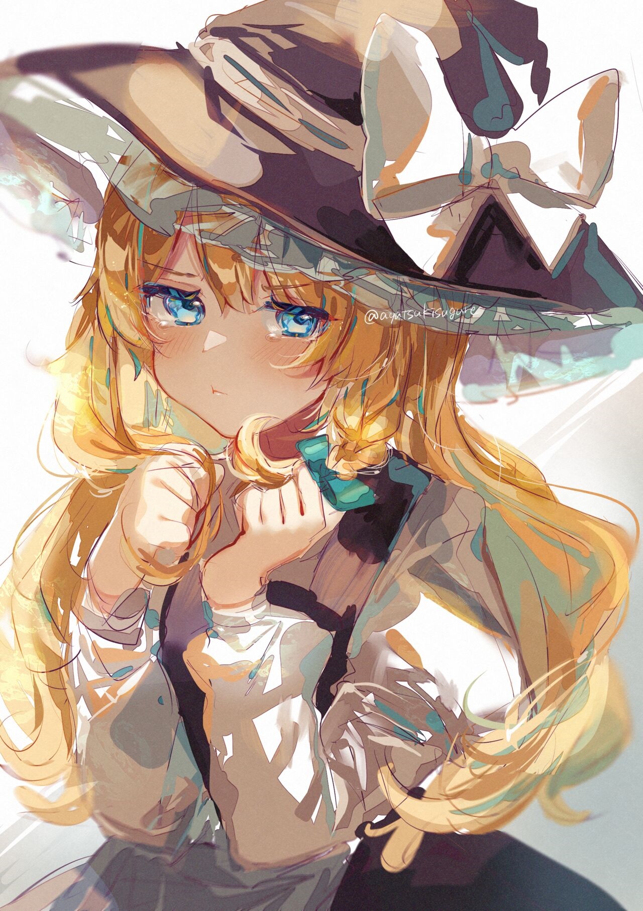 Kirisame Marisa from Touhou wearing a witch hat HD Phone Wallpaper