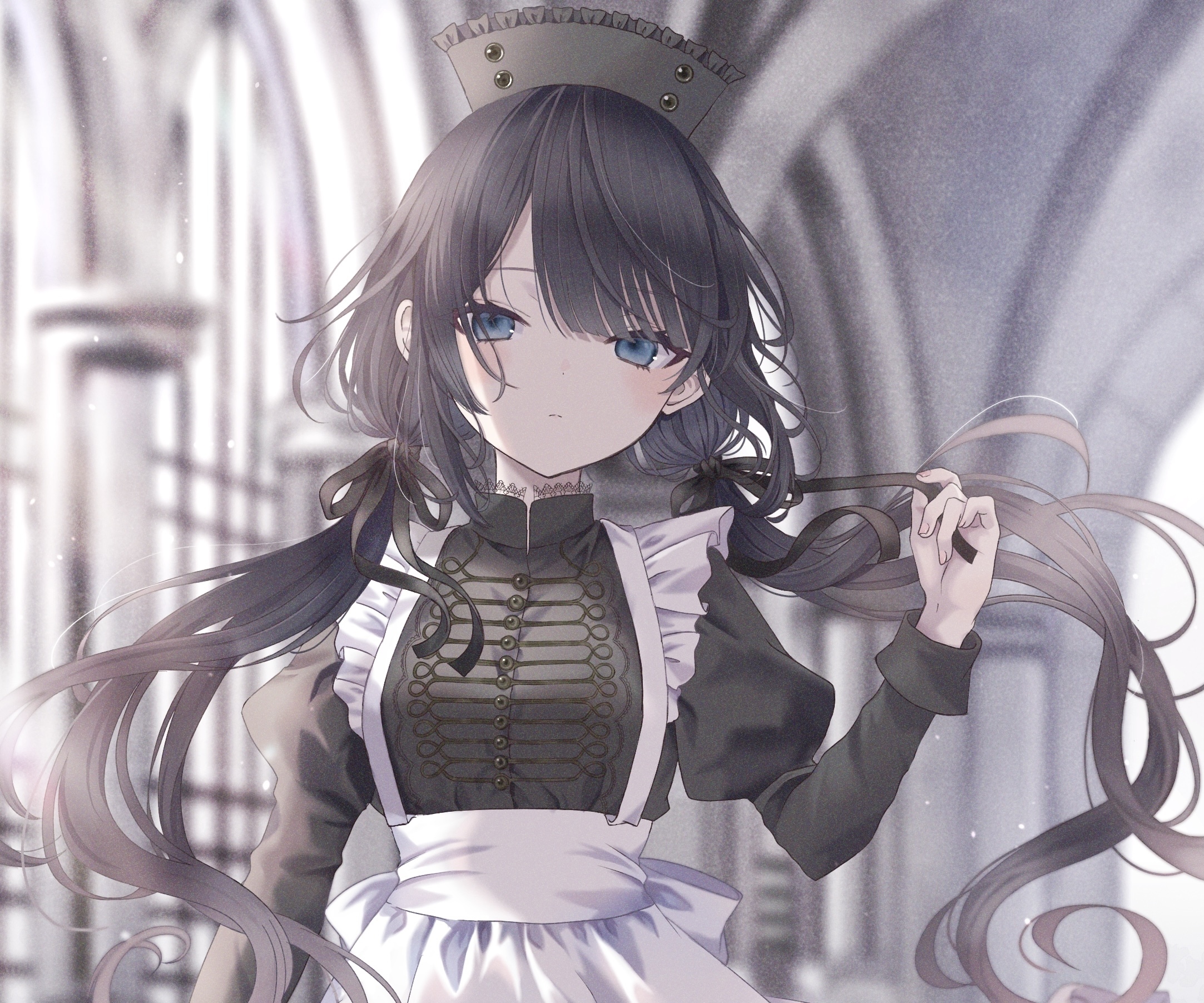 Anime girl in a maid outfit HD Wallpaper