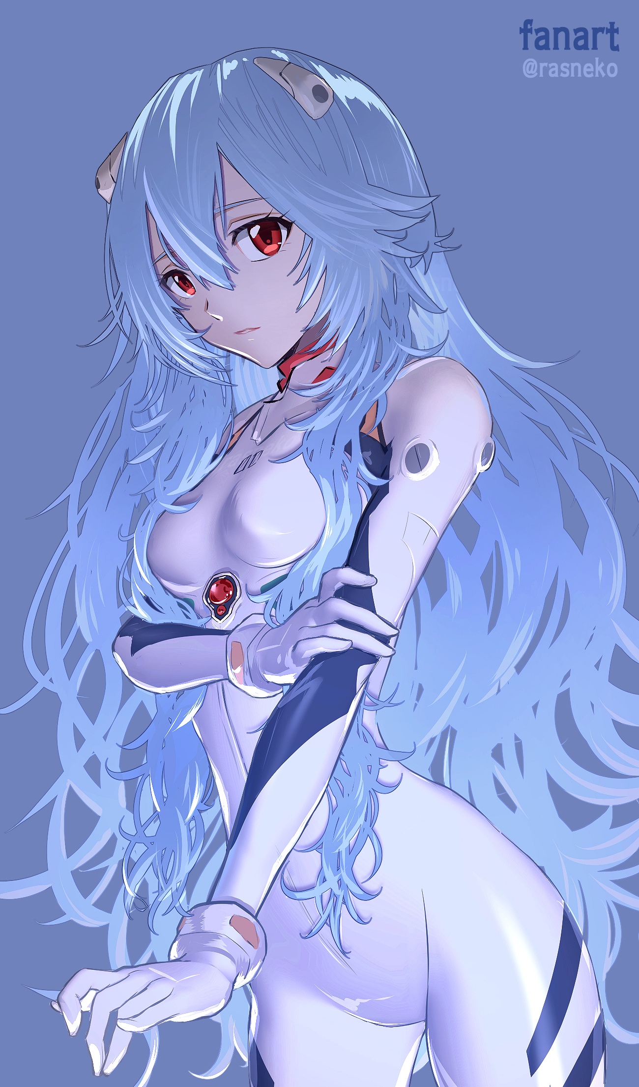 Ayanami Rei in a white bodysuit from Neon Genesis Evangelion HD Phone Wallpaper