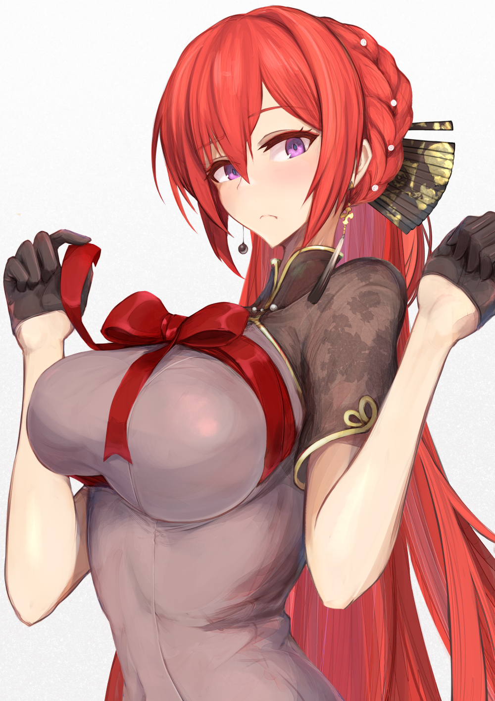 Azur Lane Monarch fan art with red ribbon HD Phone Wallpaper