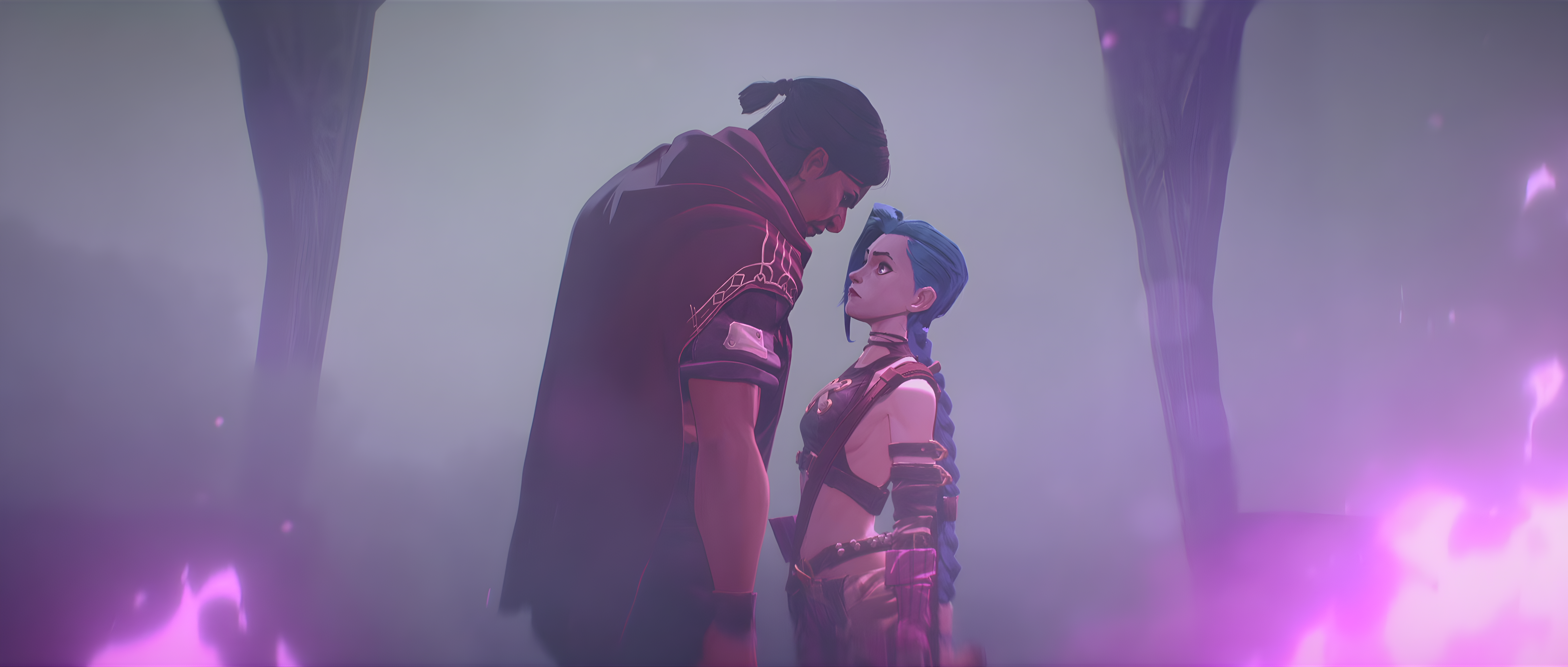 4K Arcane: Sevika and Jinx in a purple haze HD Wallpaper