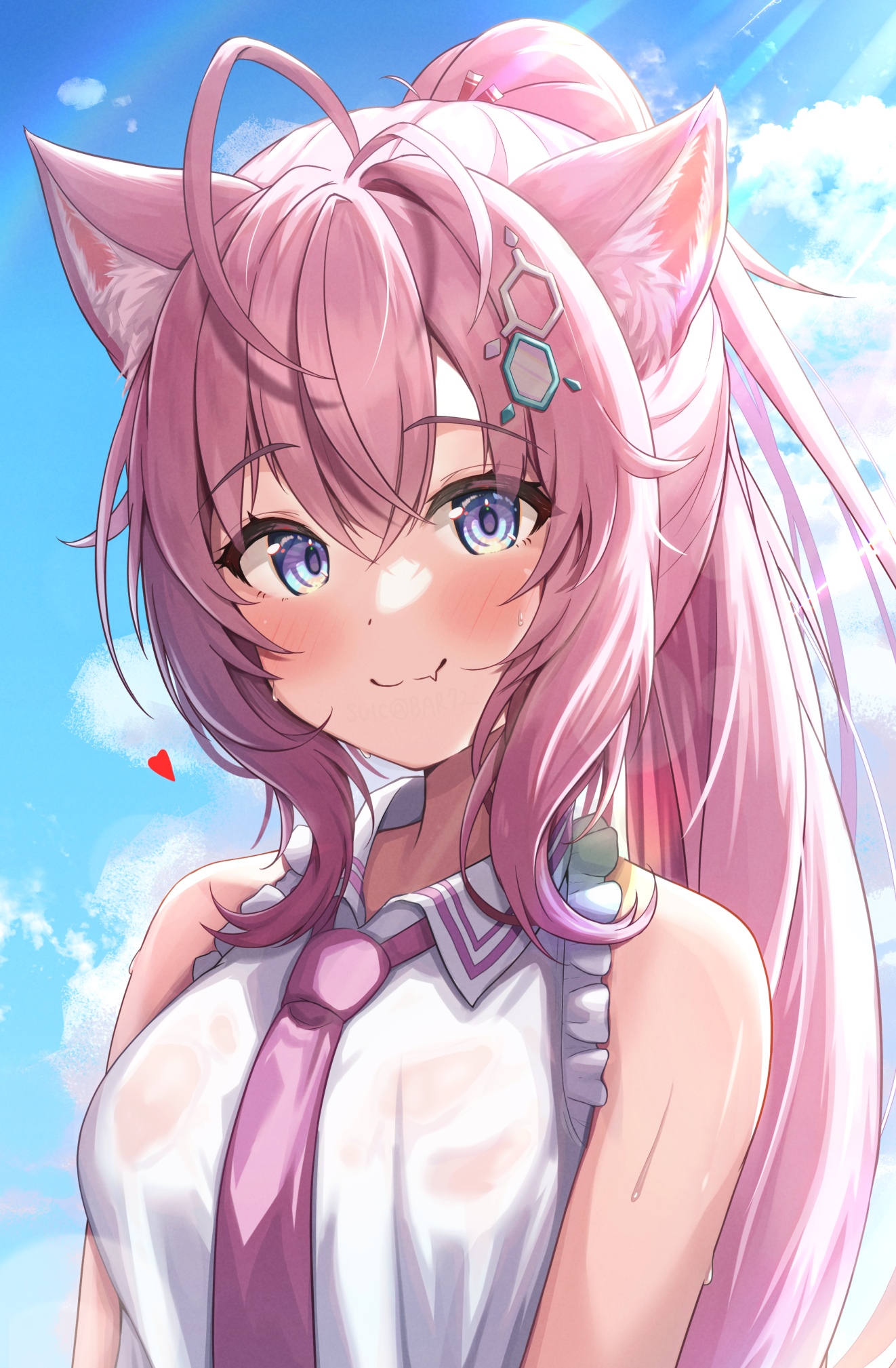 Hakui Koyori with pink hair and cat ears HD Phone Wallpaper