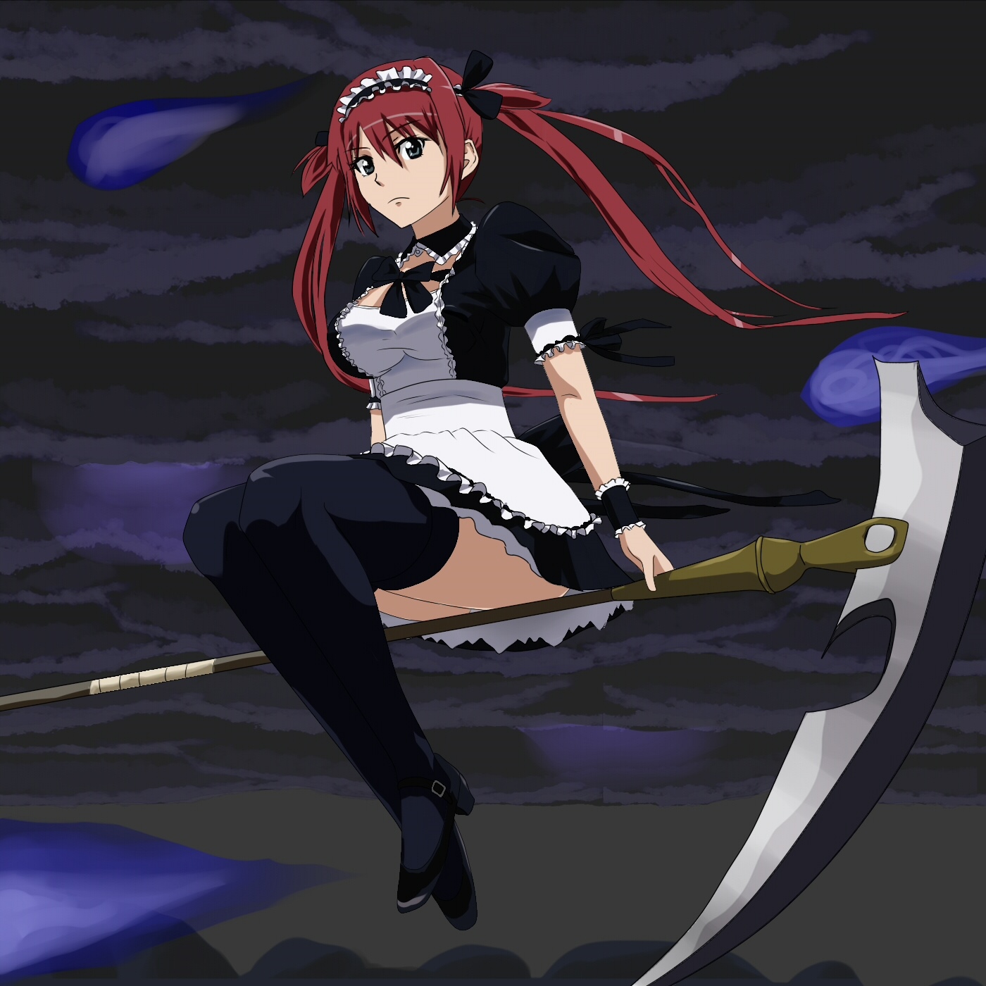 Airi from Queens Blade in a maid outfit with a scythe HD Wallpaper