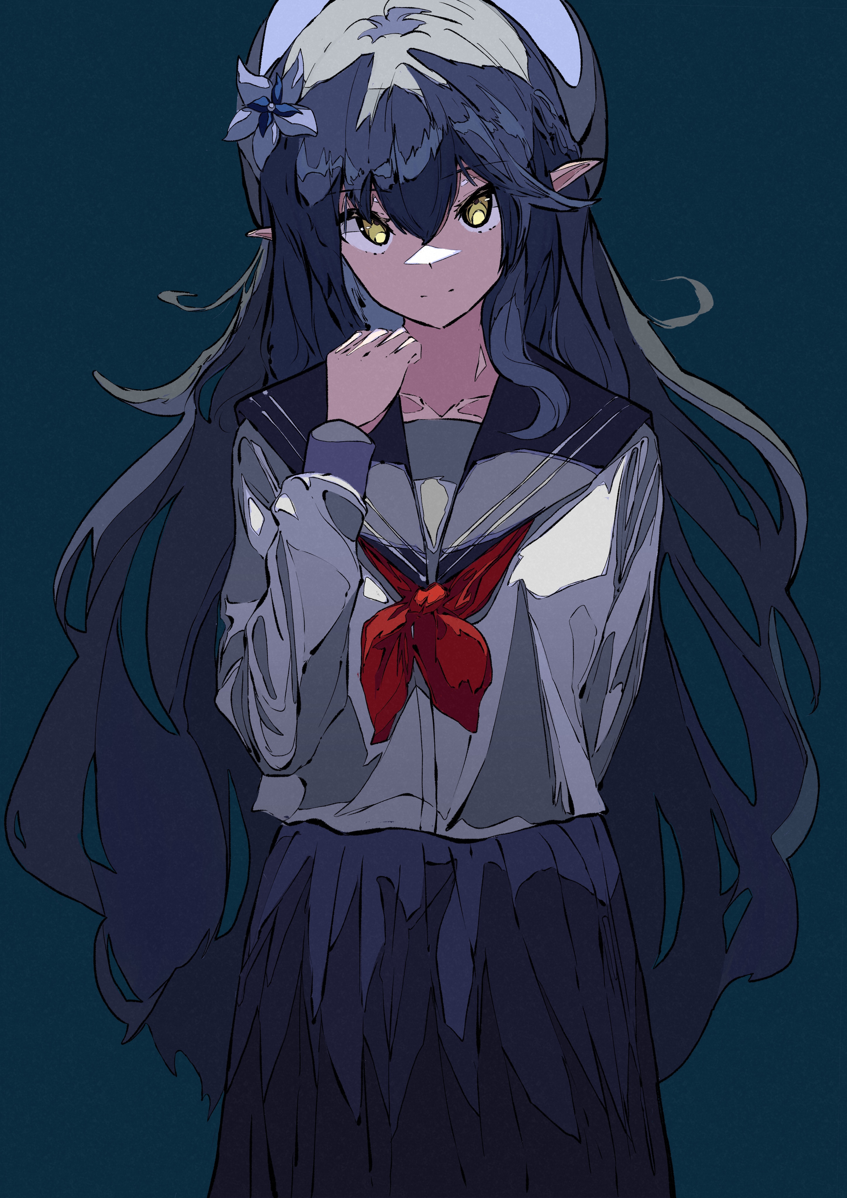 SARASA Schoolgirl with Yellow Eyes and Horns HD Phone Wallpaper