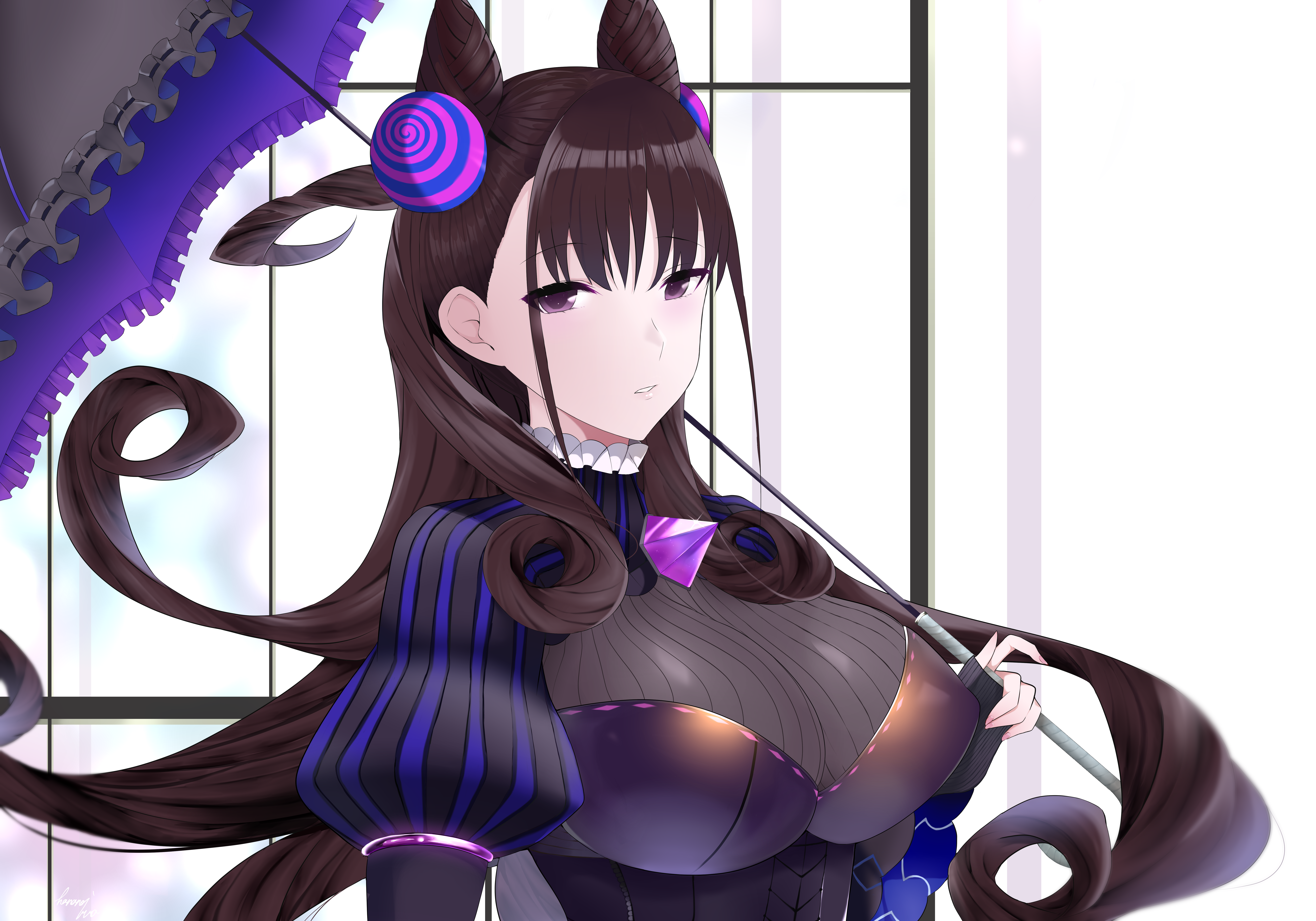 Murasaki Shikibu with an umbrella from Fate/Grand Order HD Wallpaper