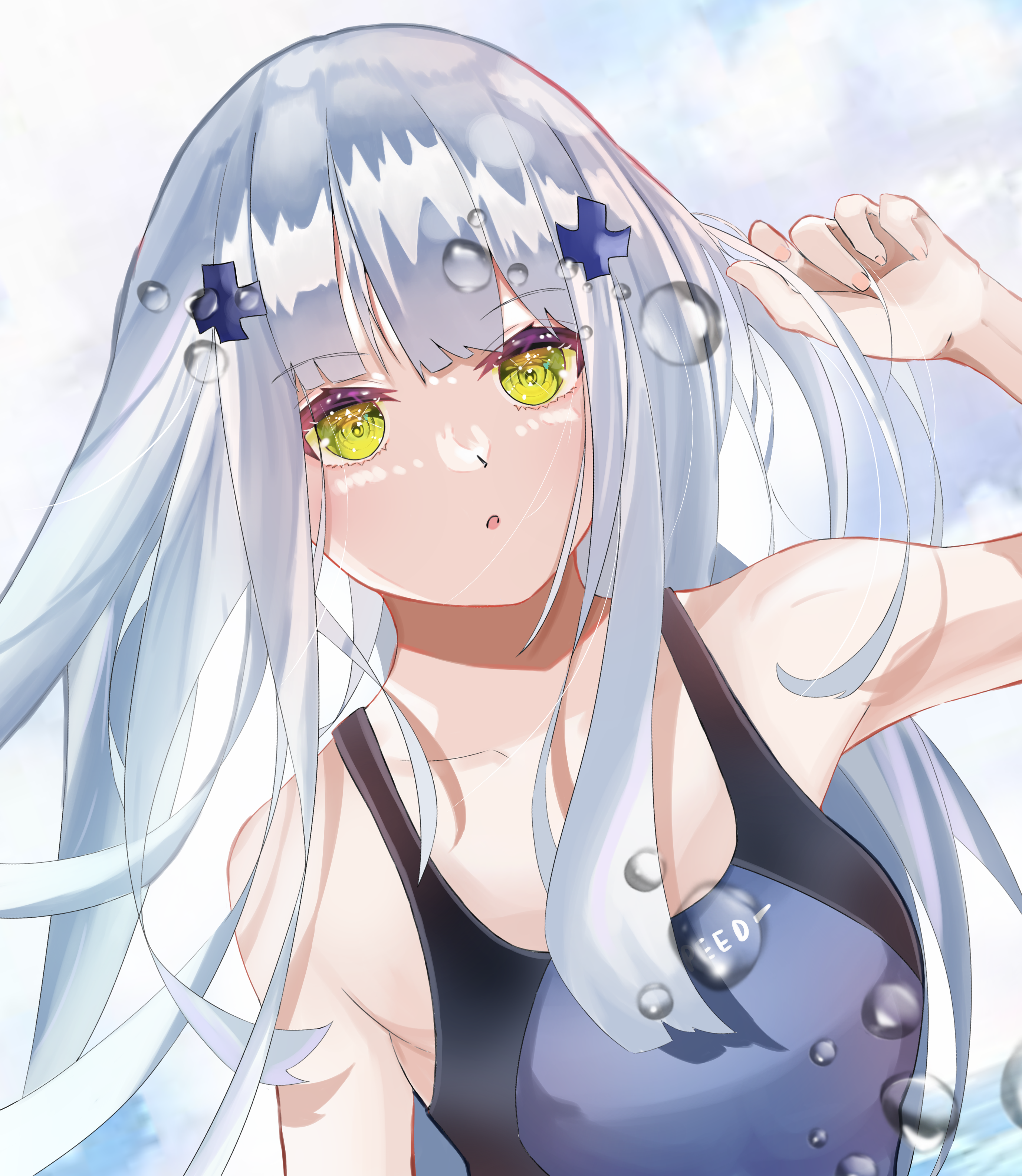 HK416 in a swimsuit with water bubbles HD Phone Wallpaper
