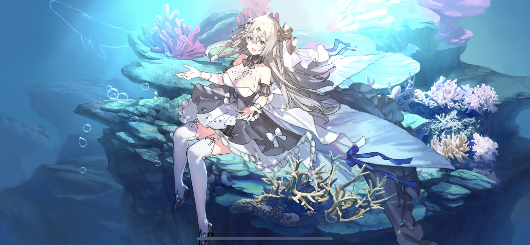 Anime girl in a maid outfit underwater HD Wallpaper