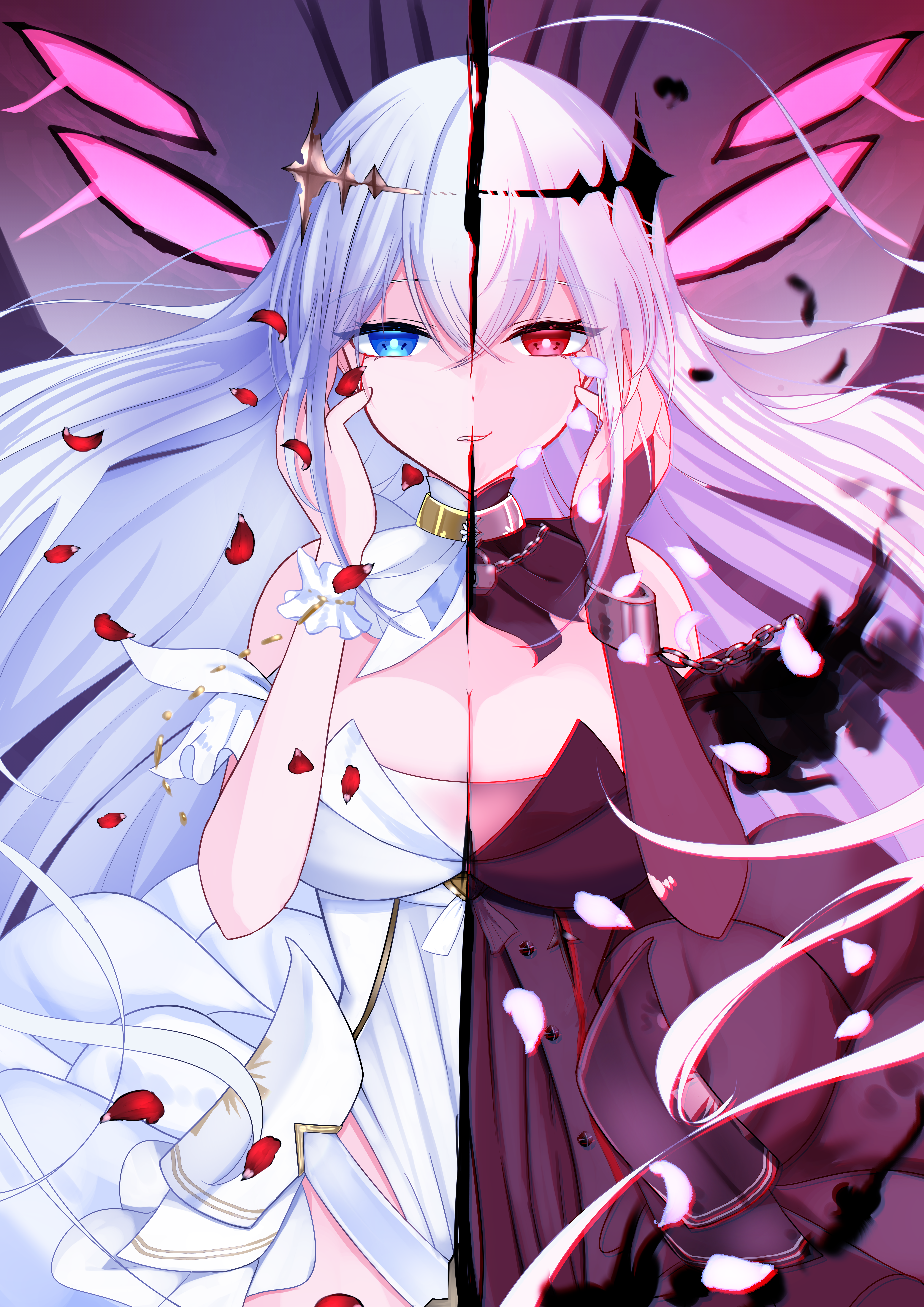 Azur Lane Emden fan art with petals HD Phone Wallpaper