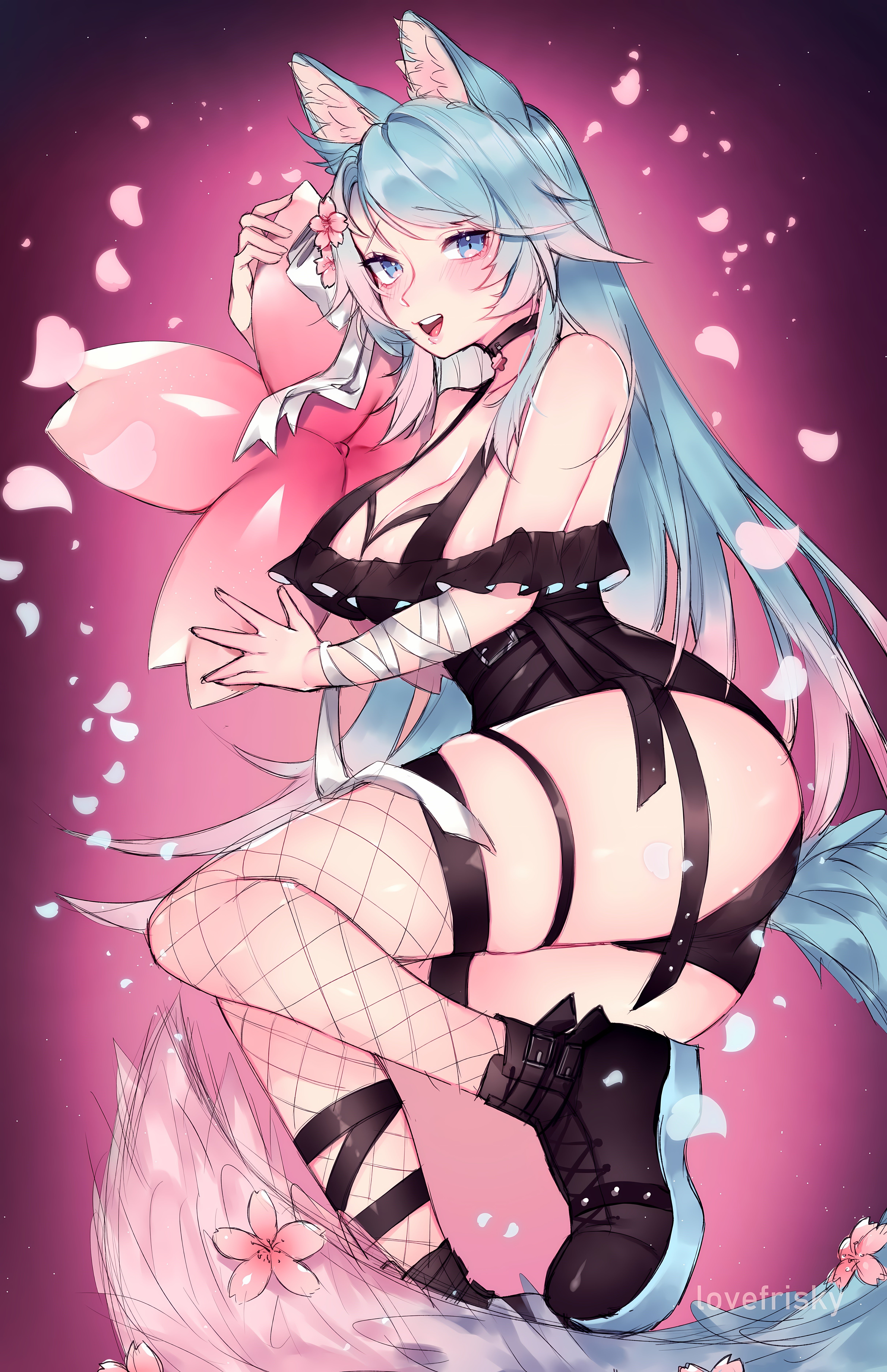 4K Silvervale Vshojo with animal ears and tail HD Phone Wallpaper