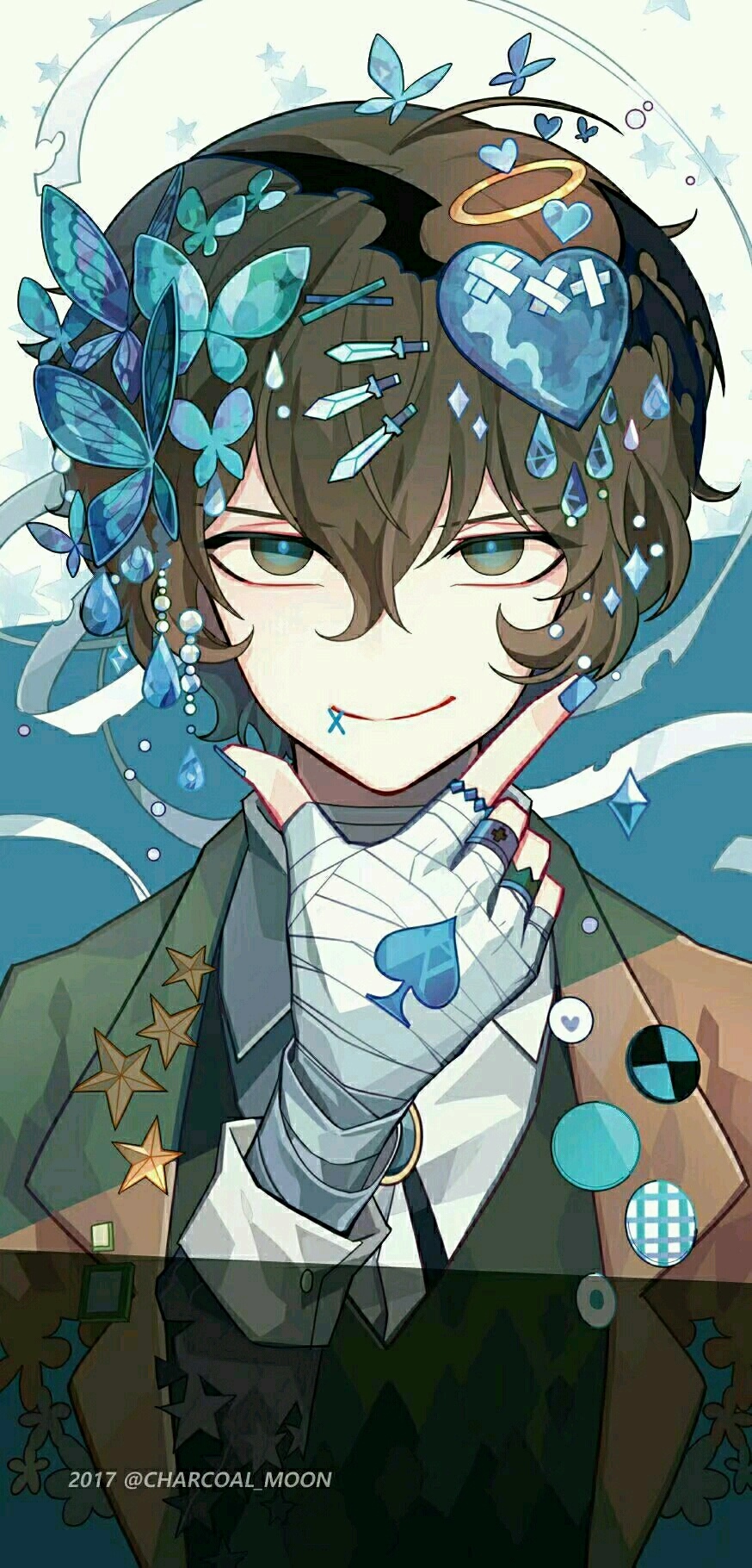 Dazai Osamu from Bungo Stray Dogs with butterflies HD Phone Wallpaper