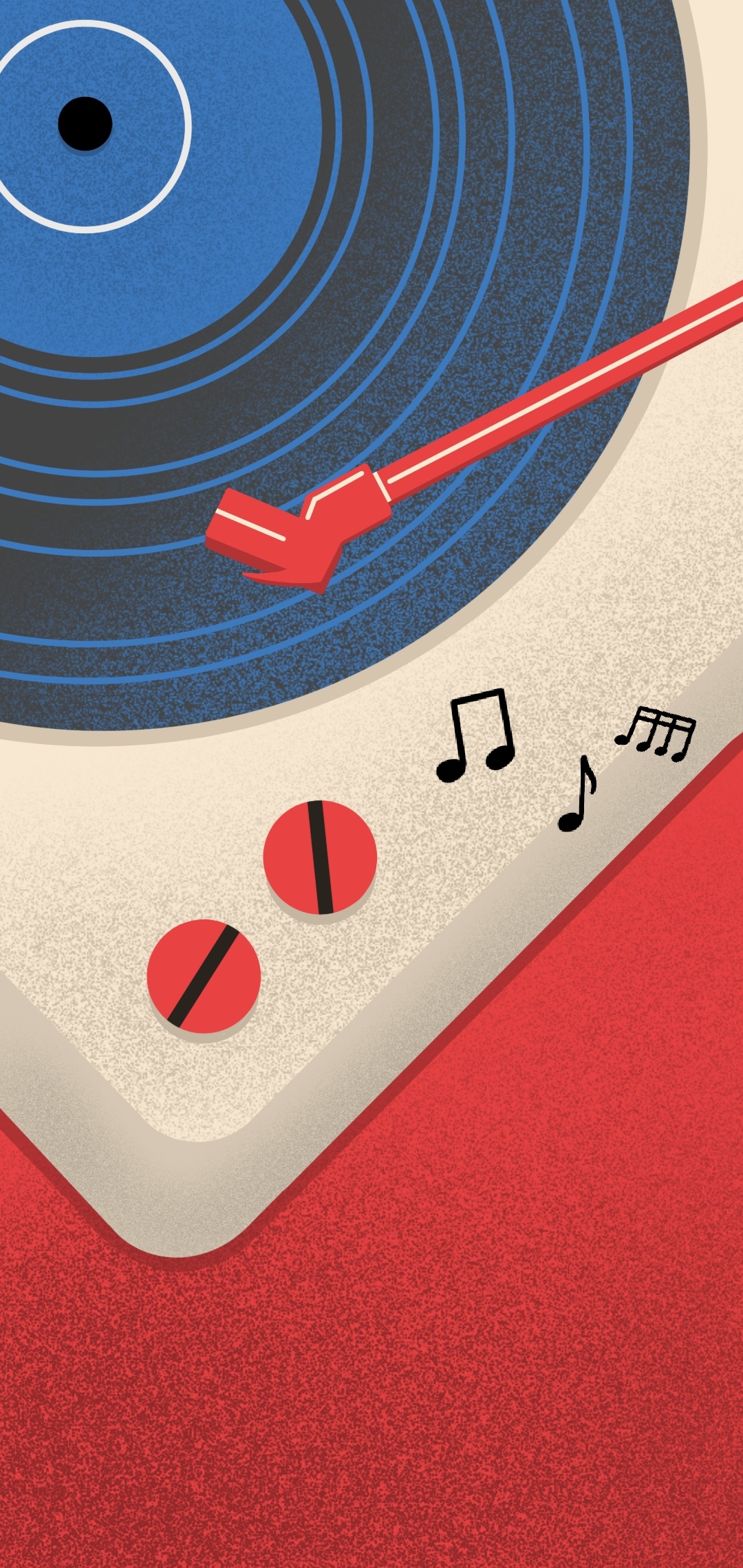 Retro record player with music notes HD Phone Wallpaper