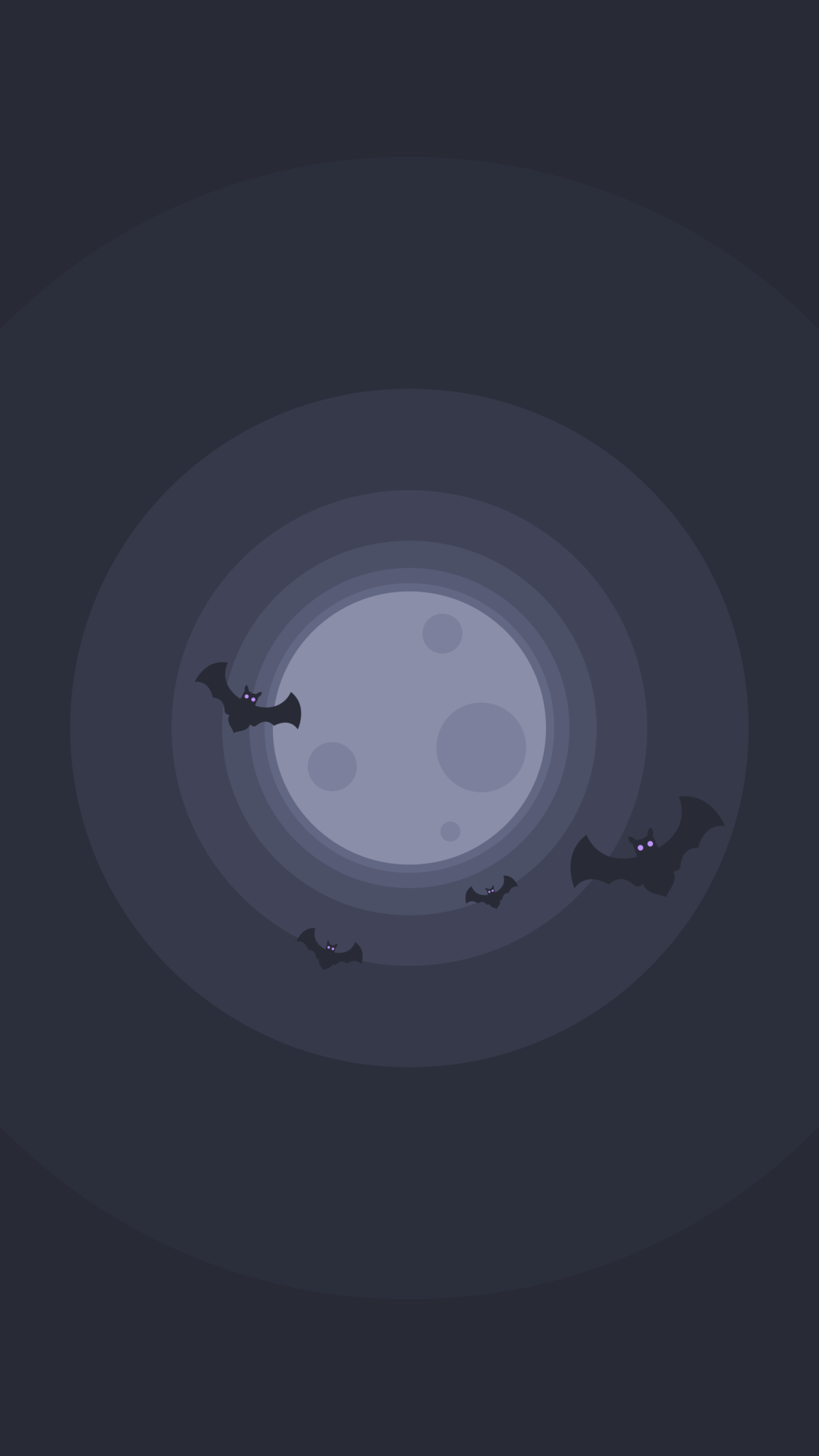 Minimalist bats flying around the moon HD Phone Wallpaper