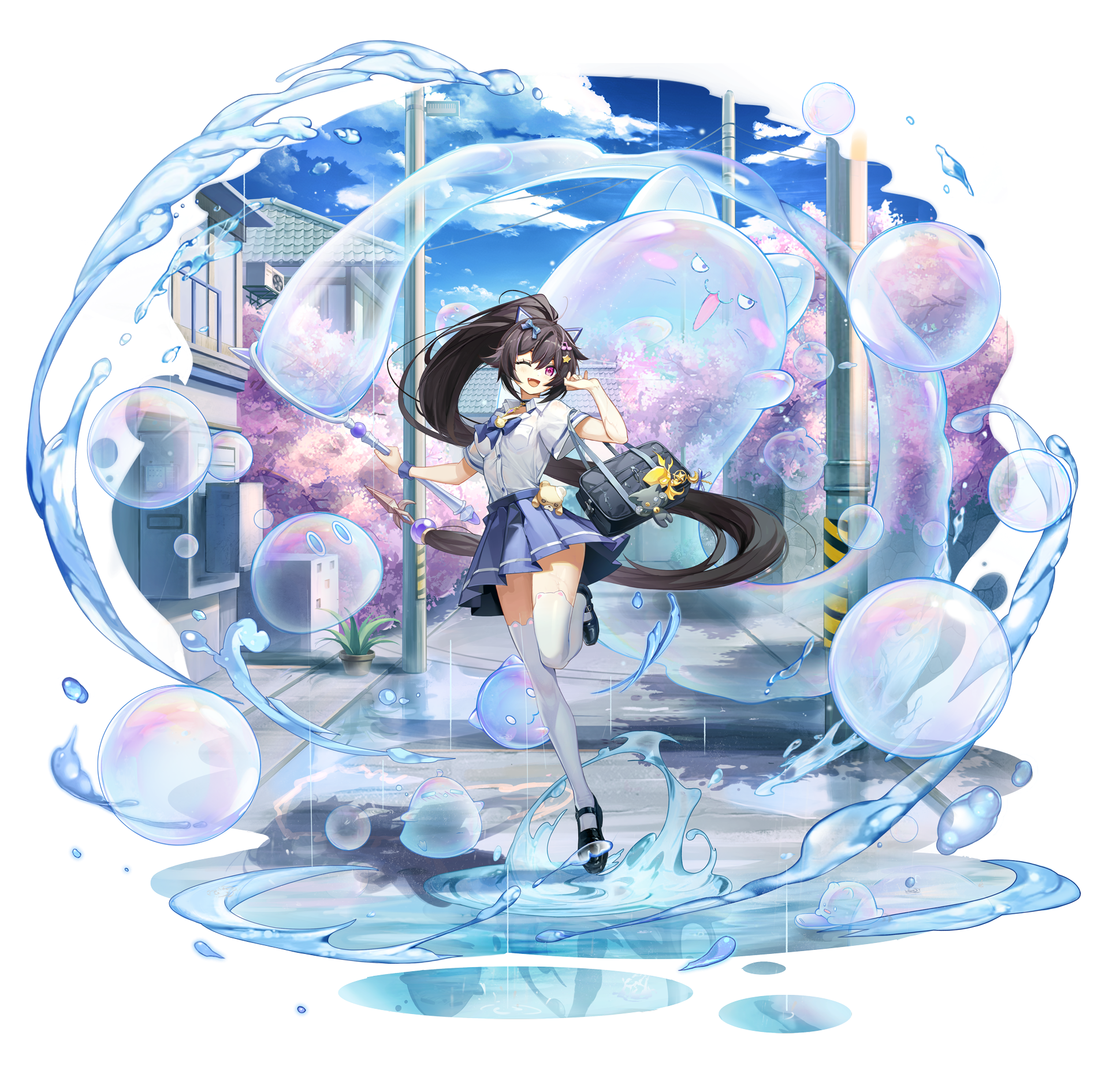 Ao Qi Chuan Shuo Schoolgirl with Bubbles HD Wallpaper