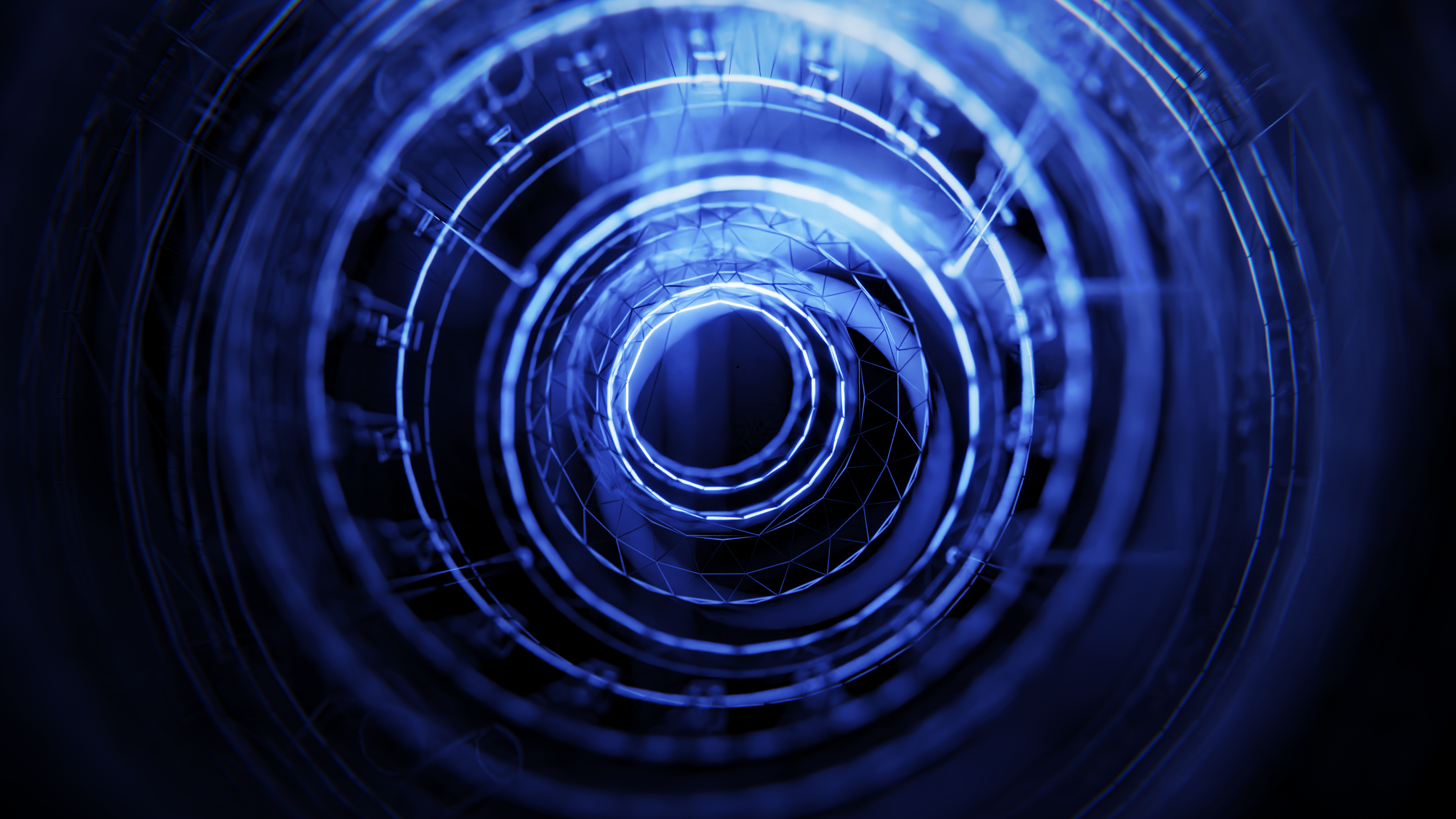 3D Abstract Blue Circular Tunnel HD Wallpaper