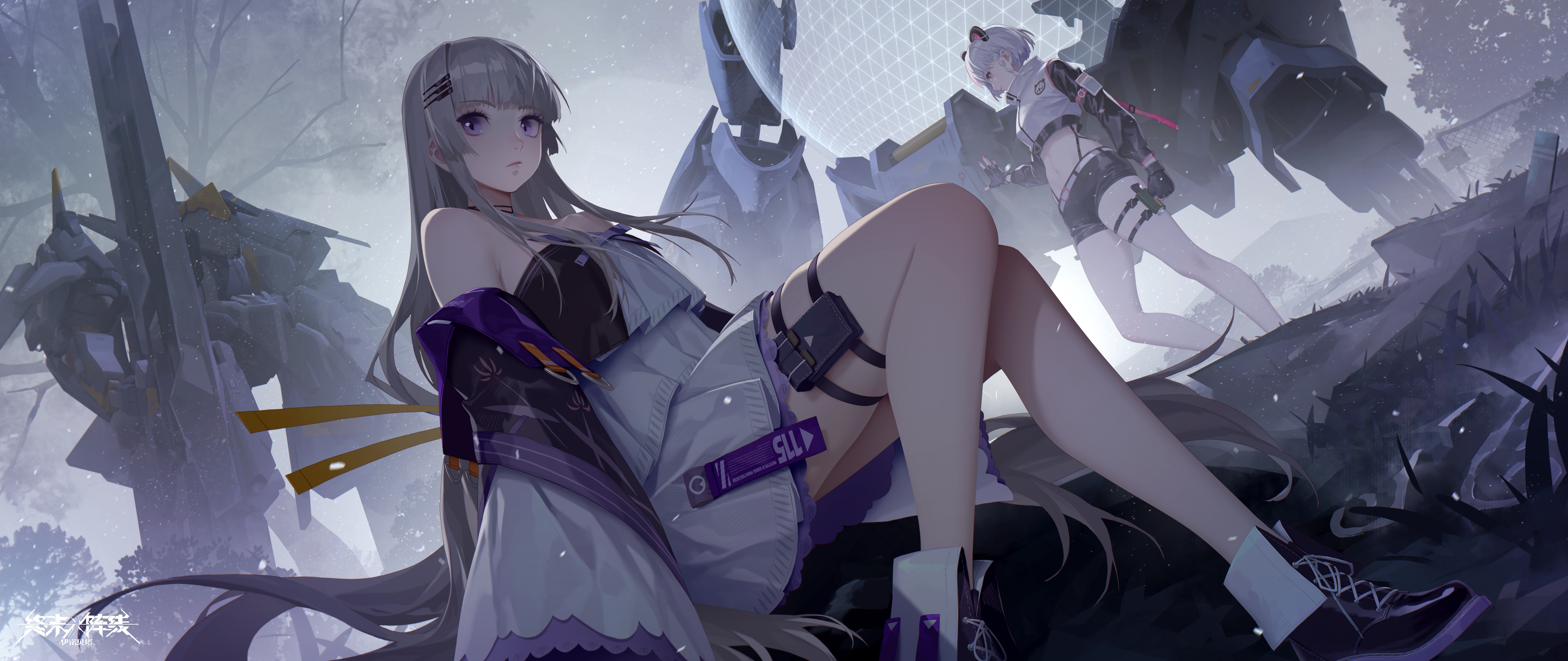 4K anime girls with mechs HD Wallpaper