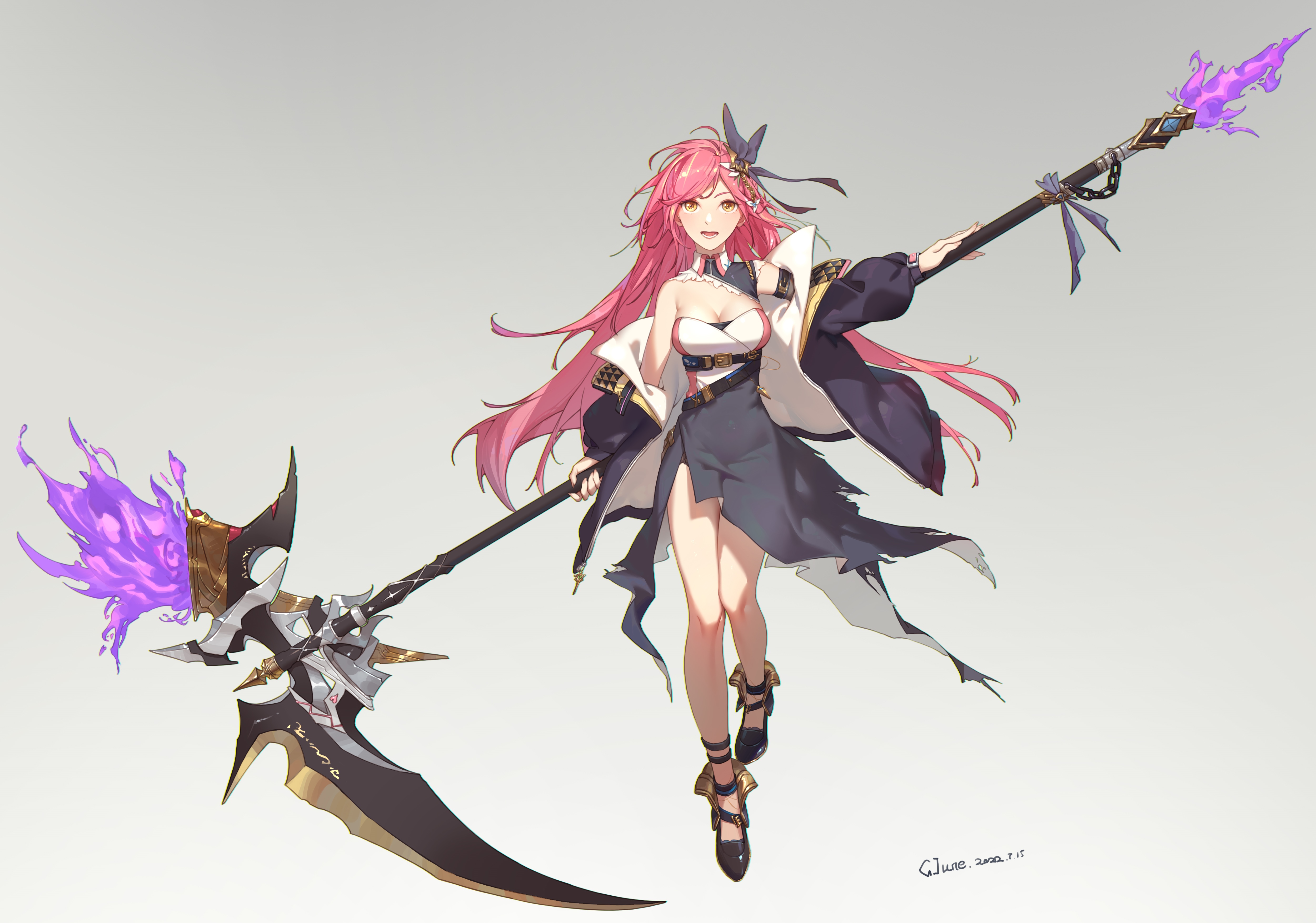 4K Anime Girl with Pink Hair and Scythe HD Wallpaper