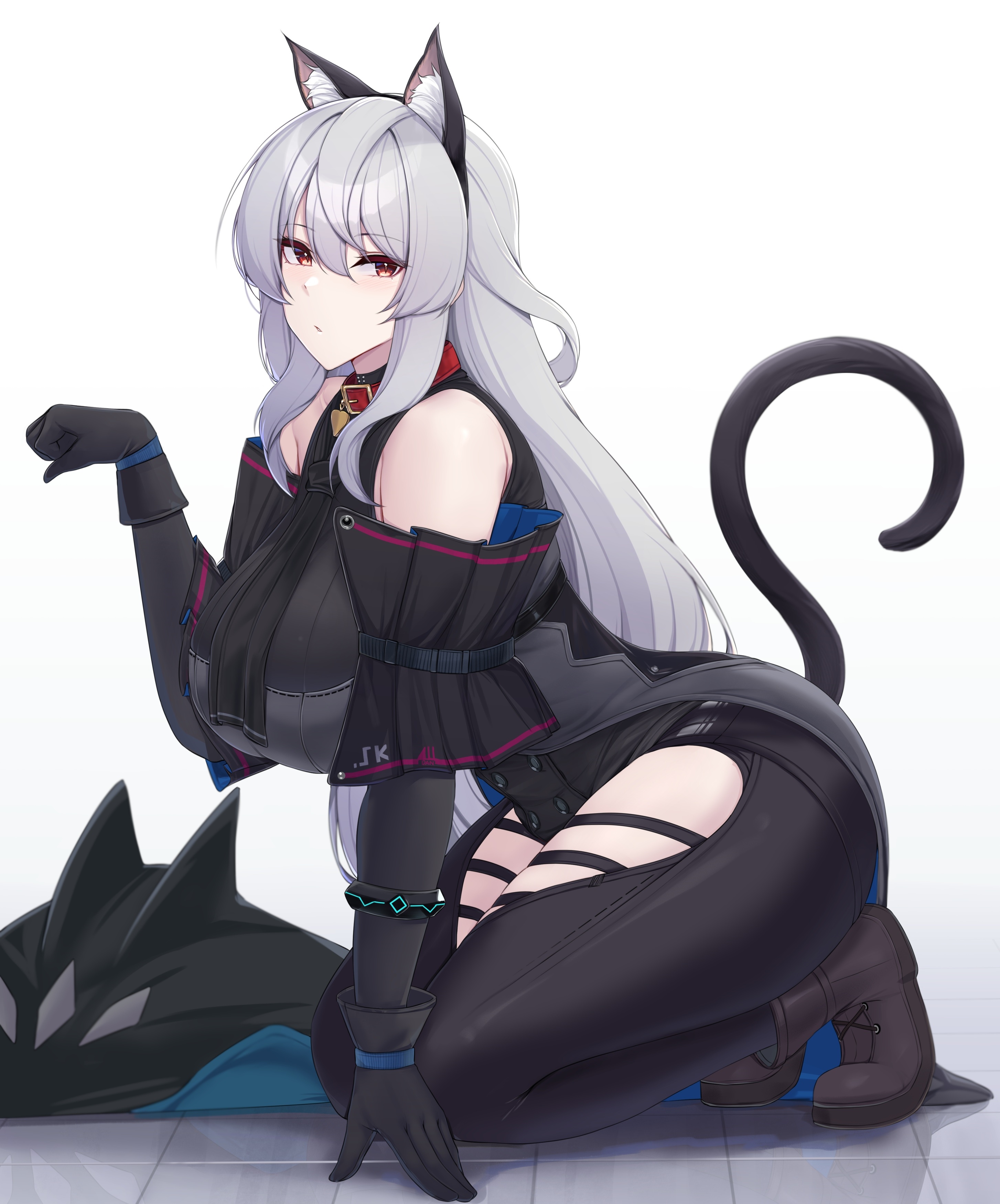 Skadi from Arknights with cat ears and tail HD Phone Wallpaper