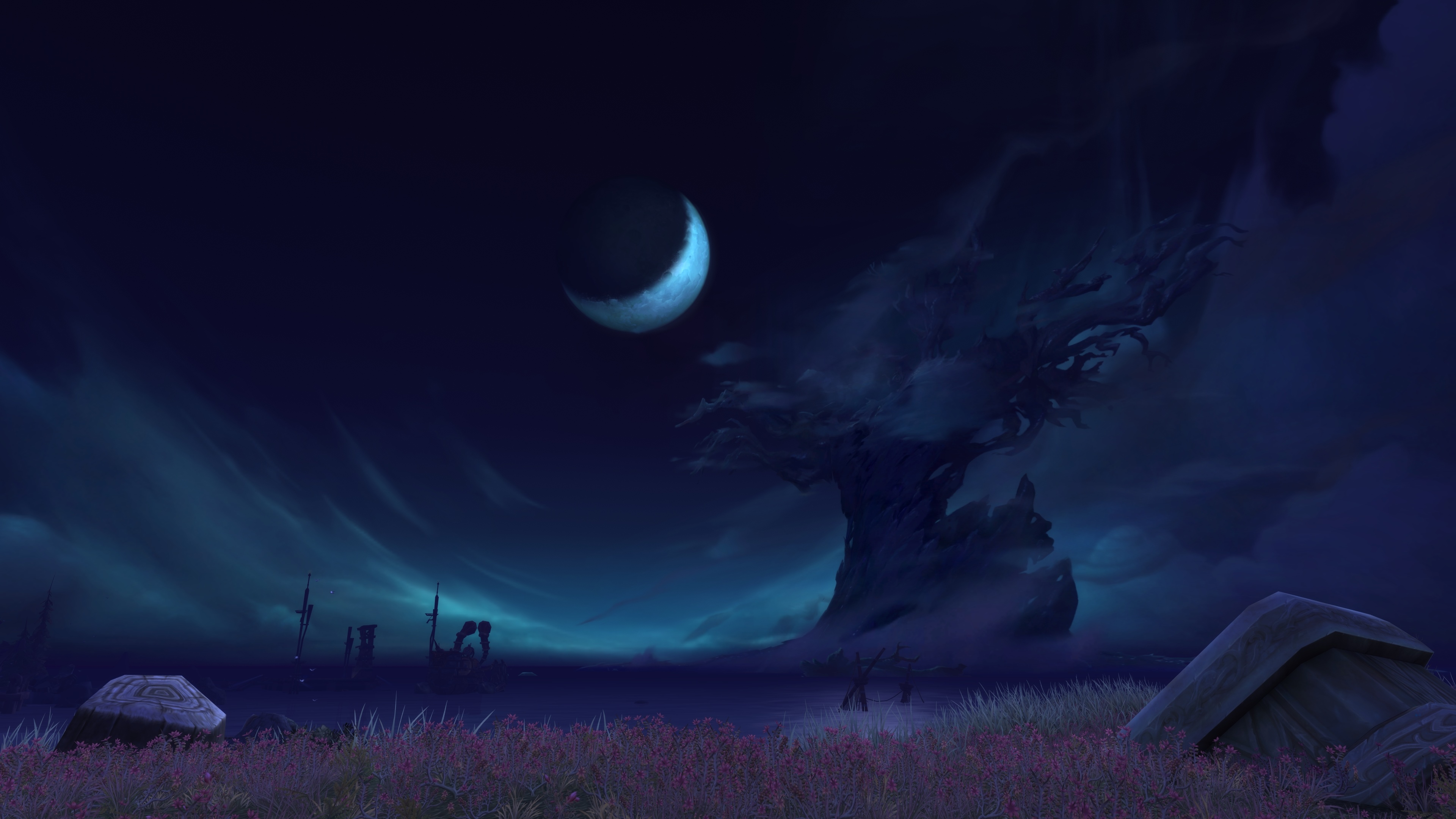 World of Warcraft: Battle for Azeroth night landscape HD Wallpaper