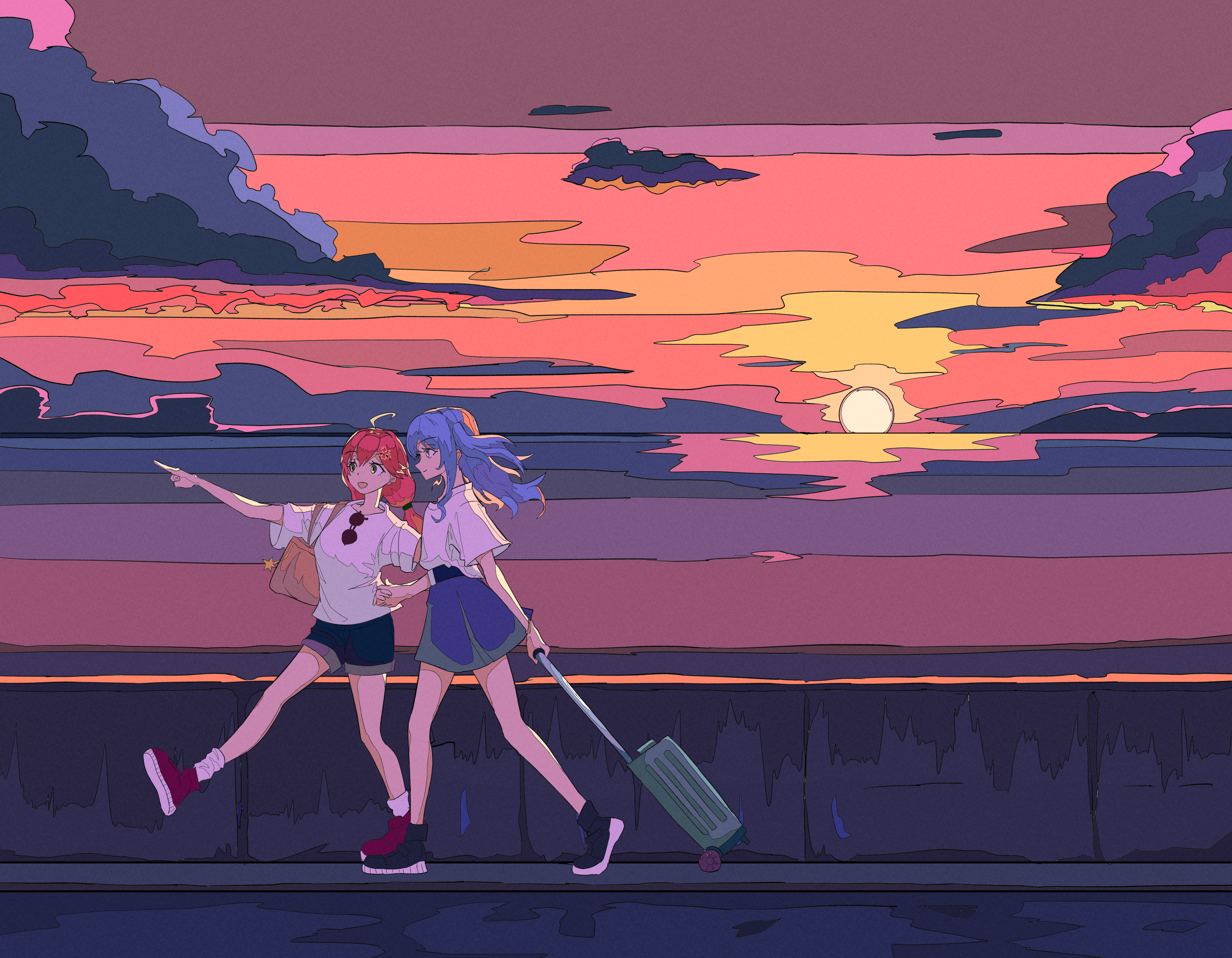 4K Hololive fan art of Sakura Miko and Hoshimachi Suisei HD Wallpaper