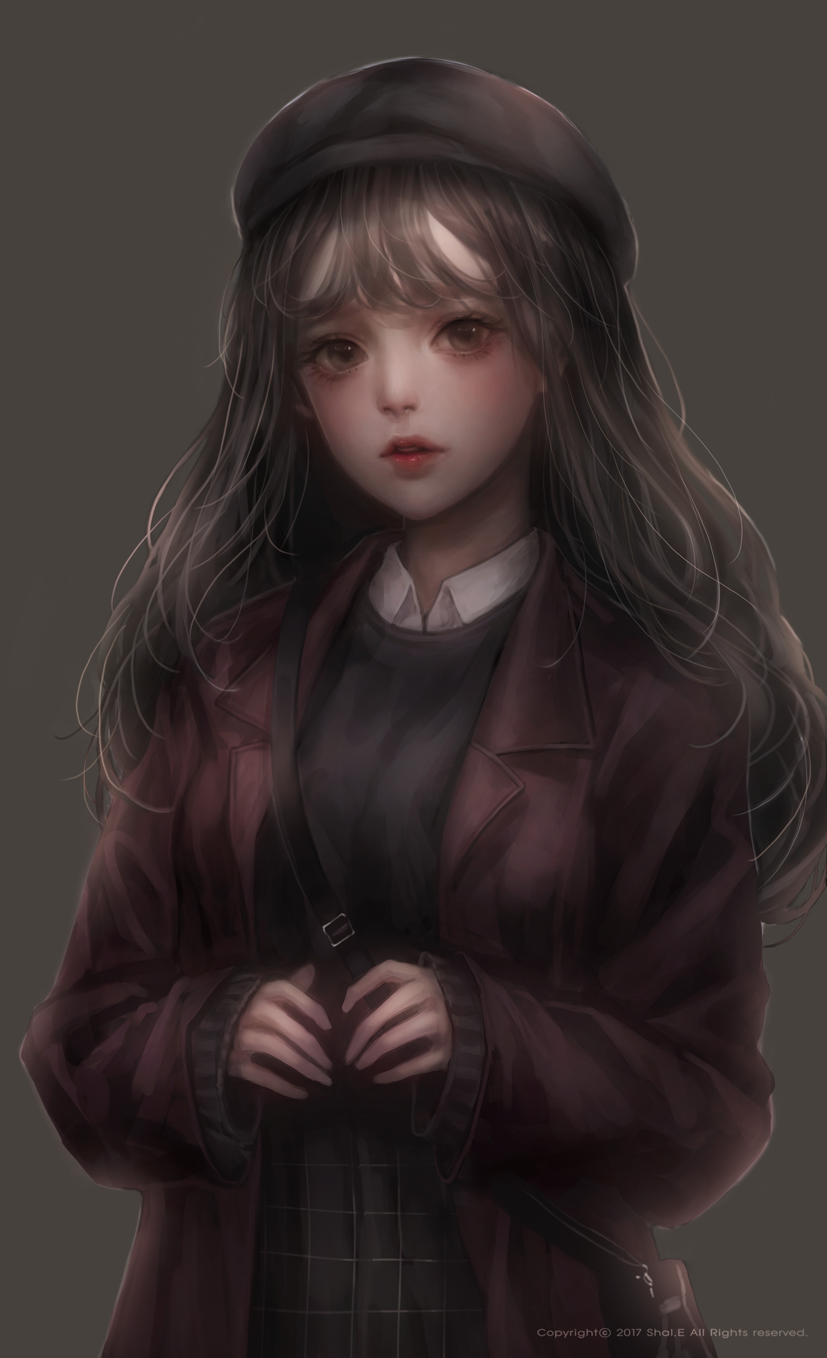 Fantasy girl with a beret by Shal. E HD Phone Wallpaper