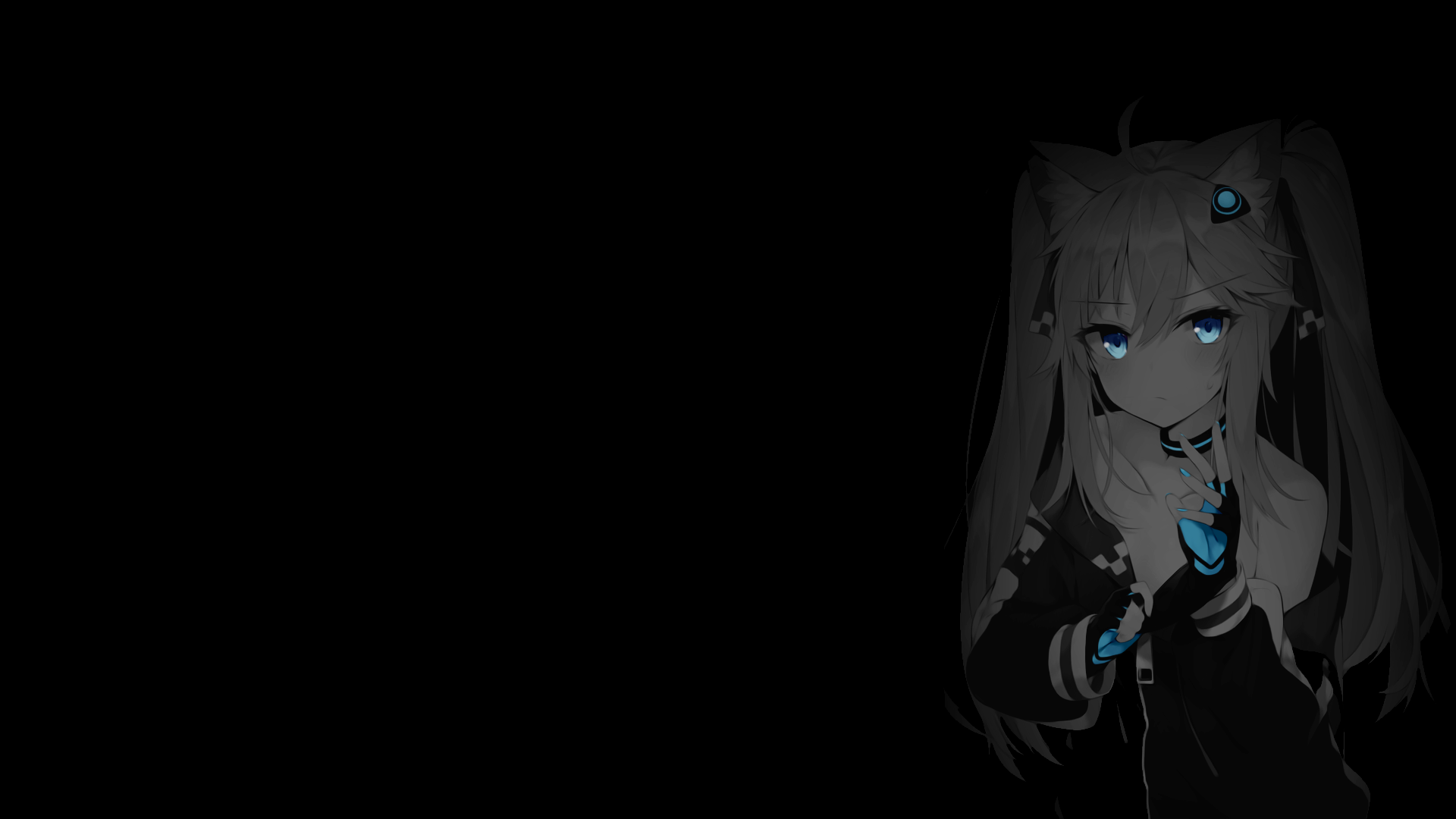 Anime girl with blue eyes and cat ears HD Wallpaper