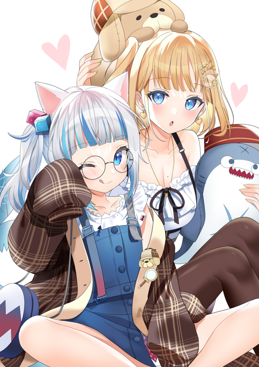 Watson Amelia and Gawr Gura from Hololive HD Phone Wallpaper