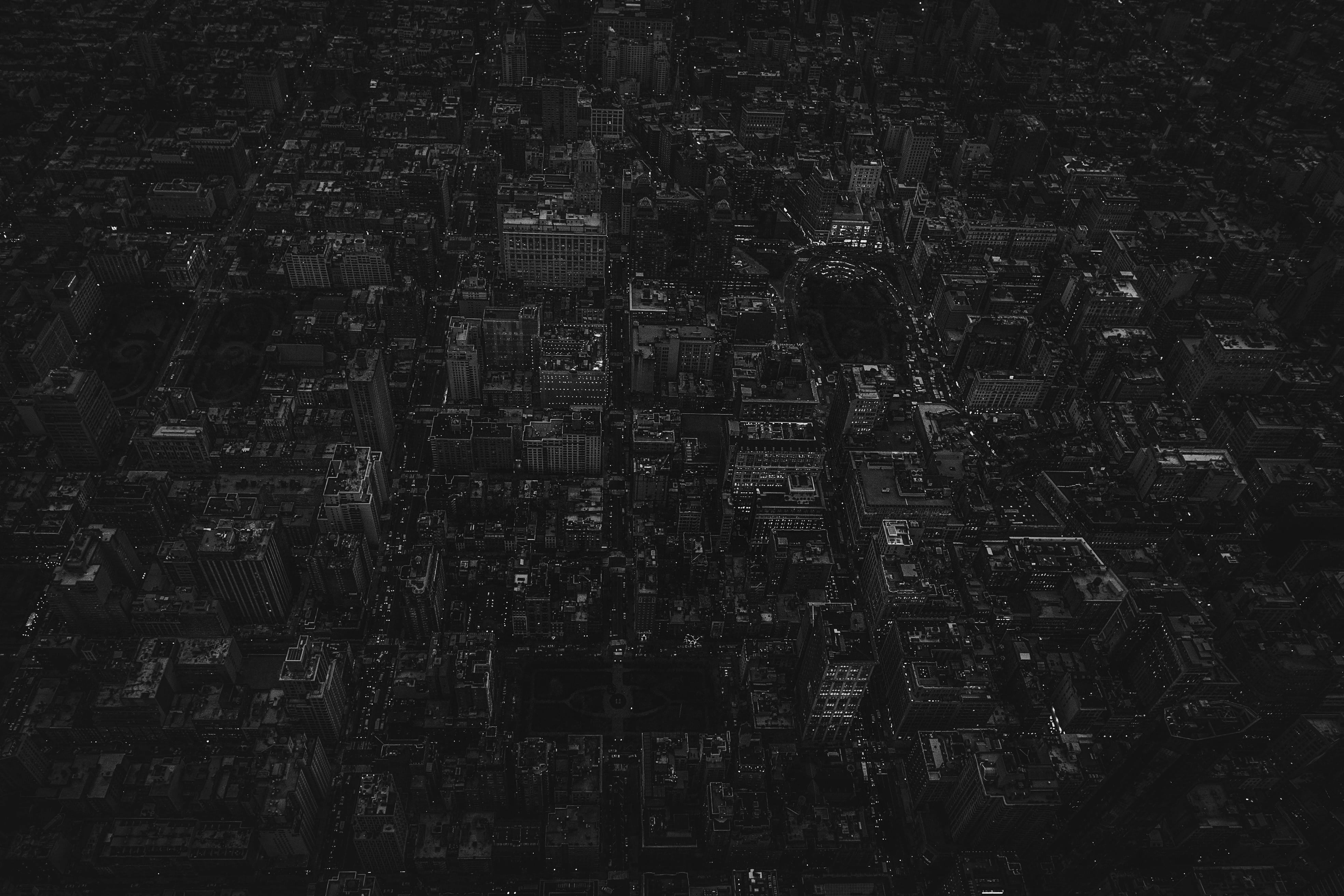 4K Monochrome Aerial View of New York City Rooftops HD Wallpaper