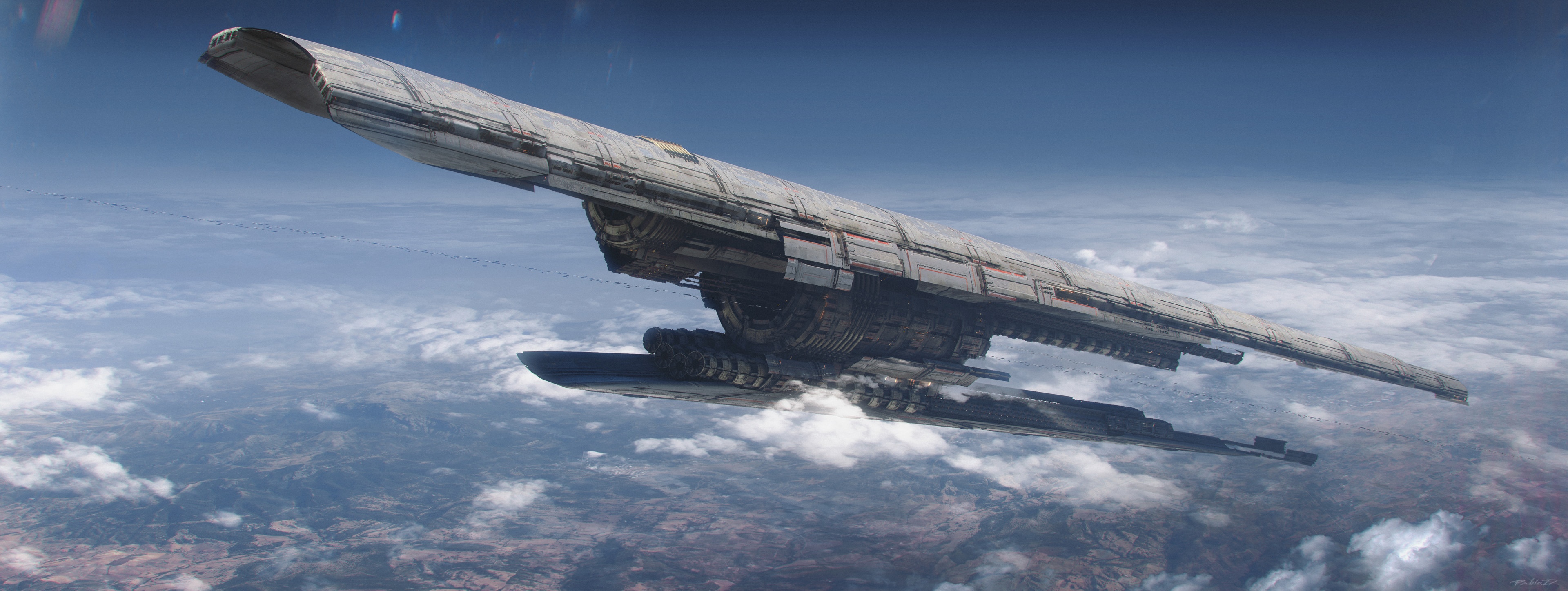 4K Pablo Dominguez Futuristic Spaceship HD Wallpaper