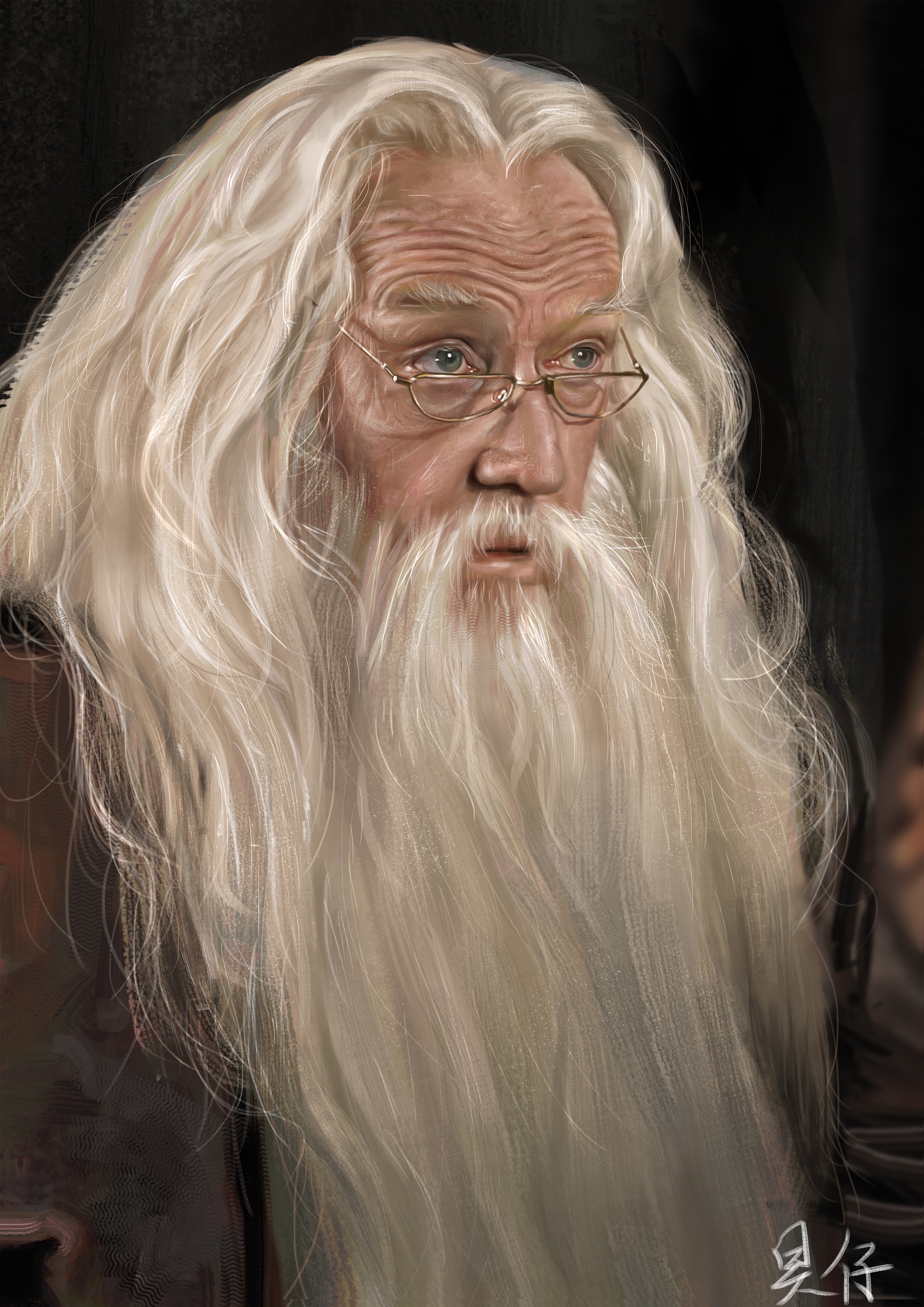 4K Albus Dumbledore digital painting HD Phone Wallpaper