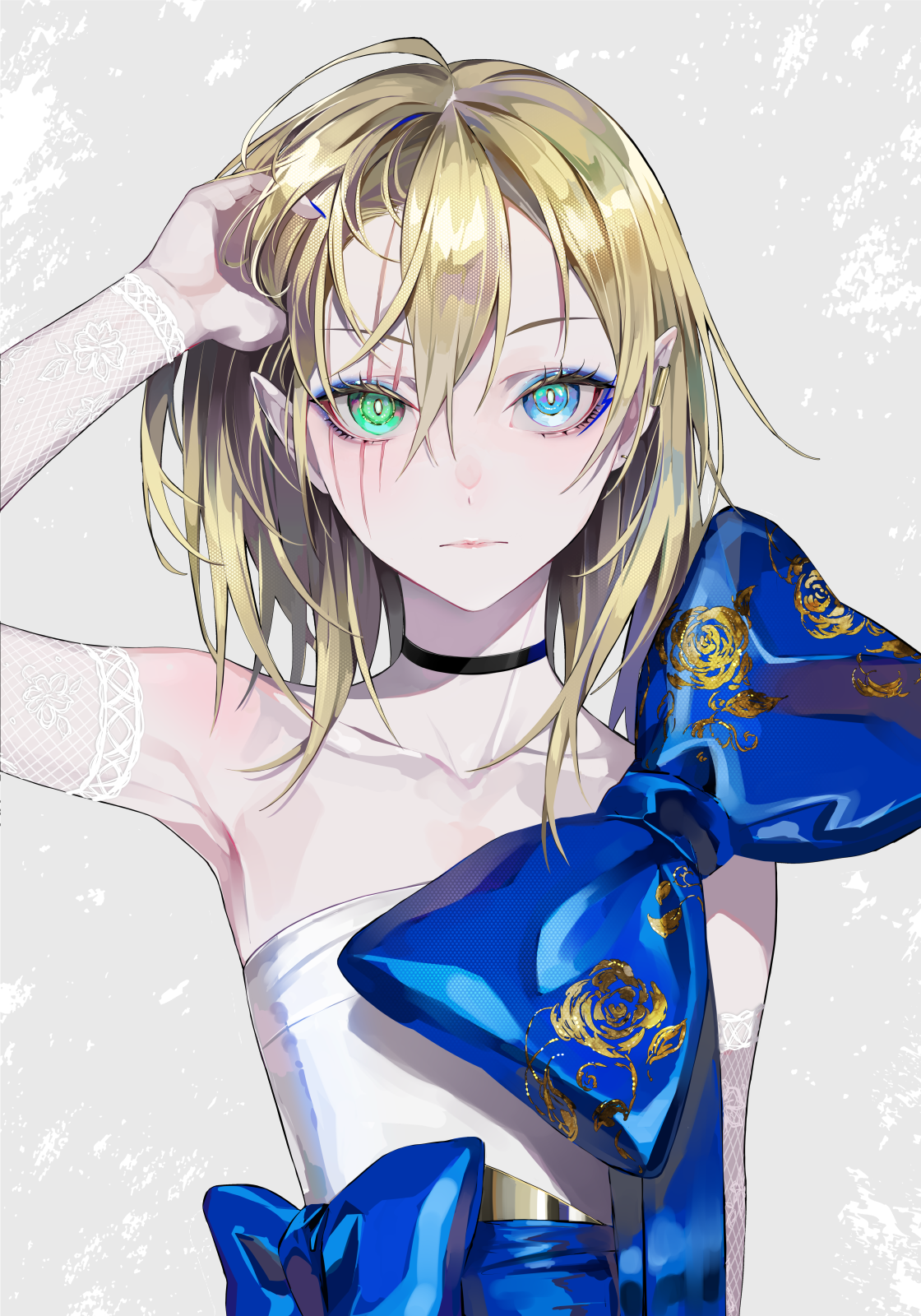 Anime girl with blonde hair and heterochromia HD Phone Wallpaper