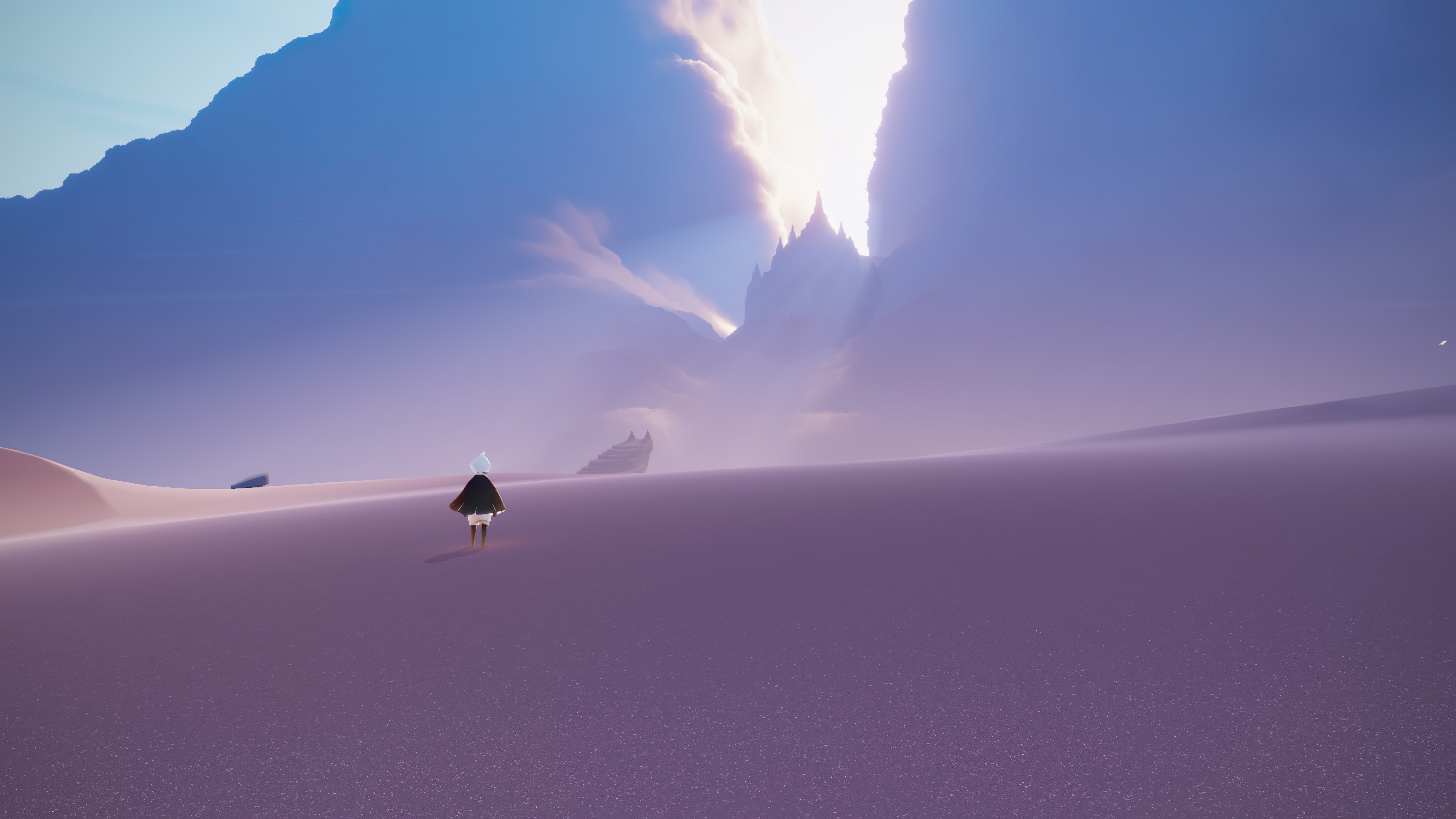 4K Sky desert landscape with castle HD Wallpaper