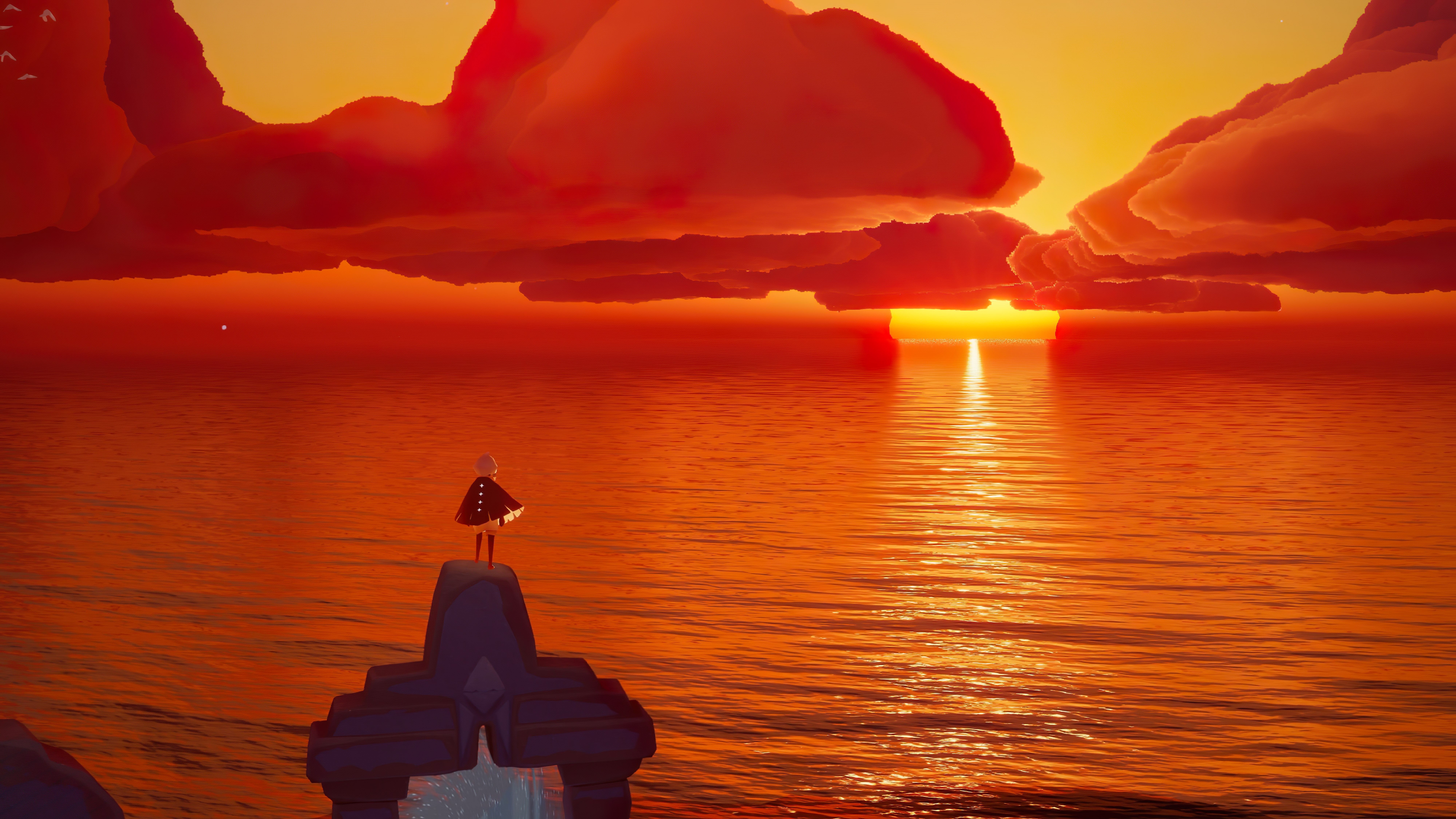 4K Sunset Glow Over Water in Sky HD Wallpaper