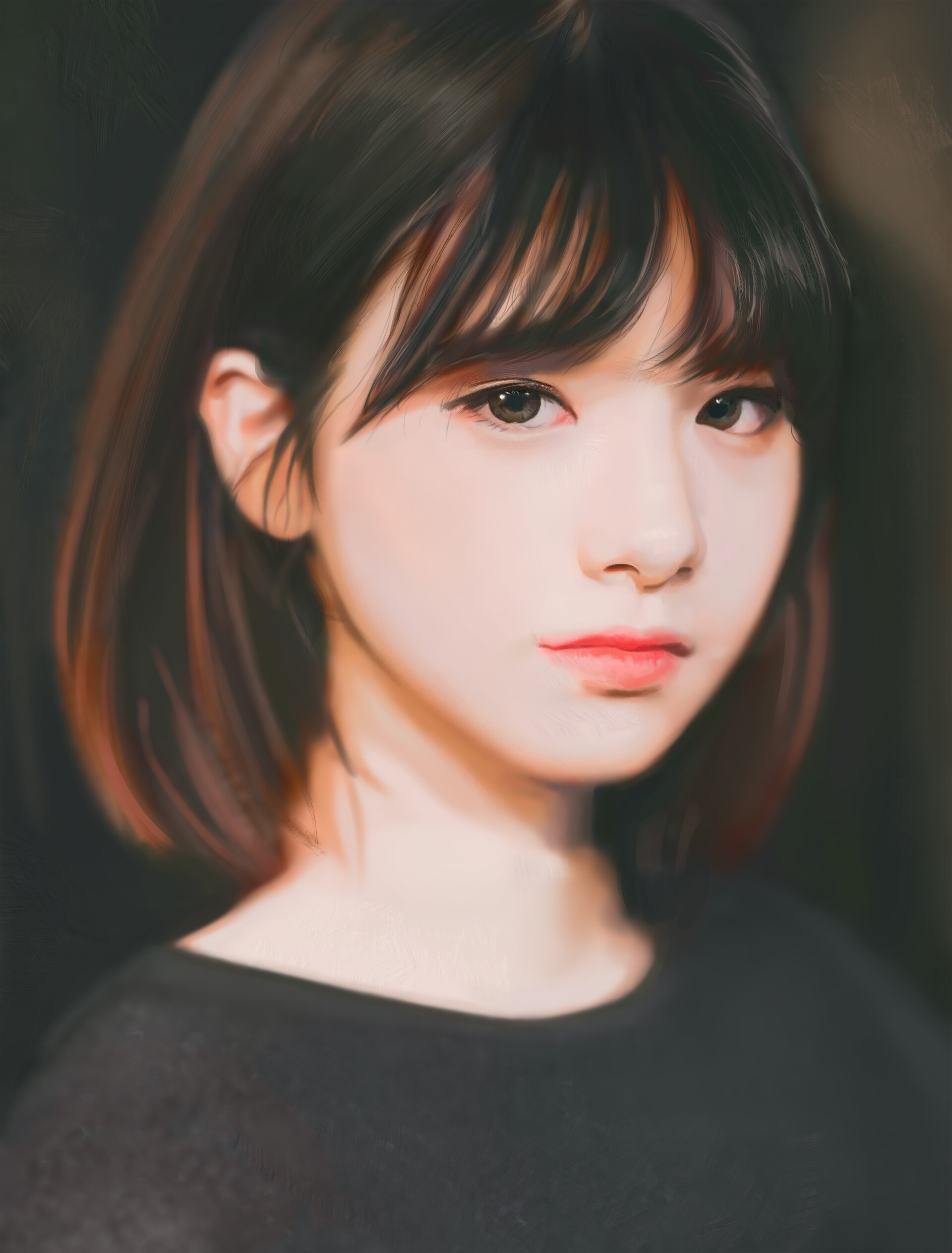 Digital painting of an Asian woman HD Phone Wallpaper