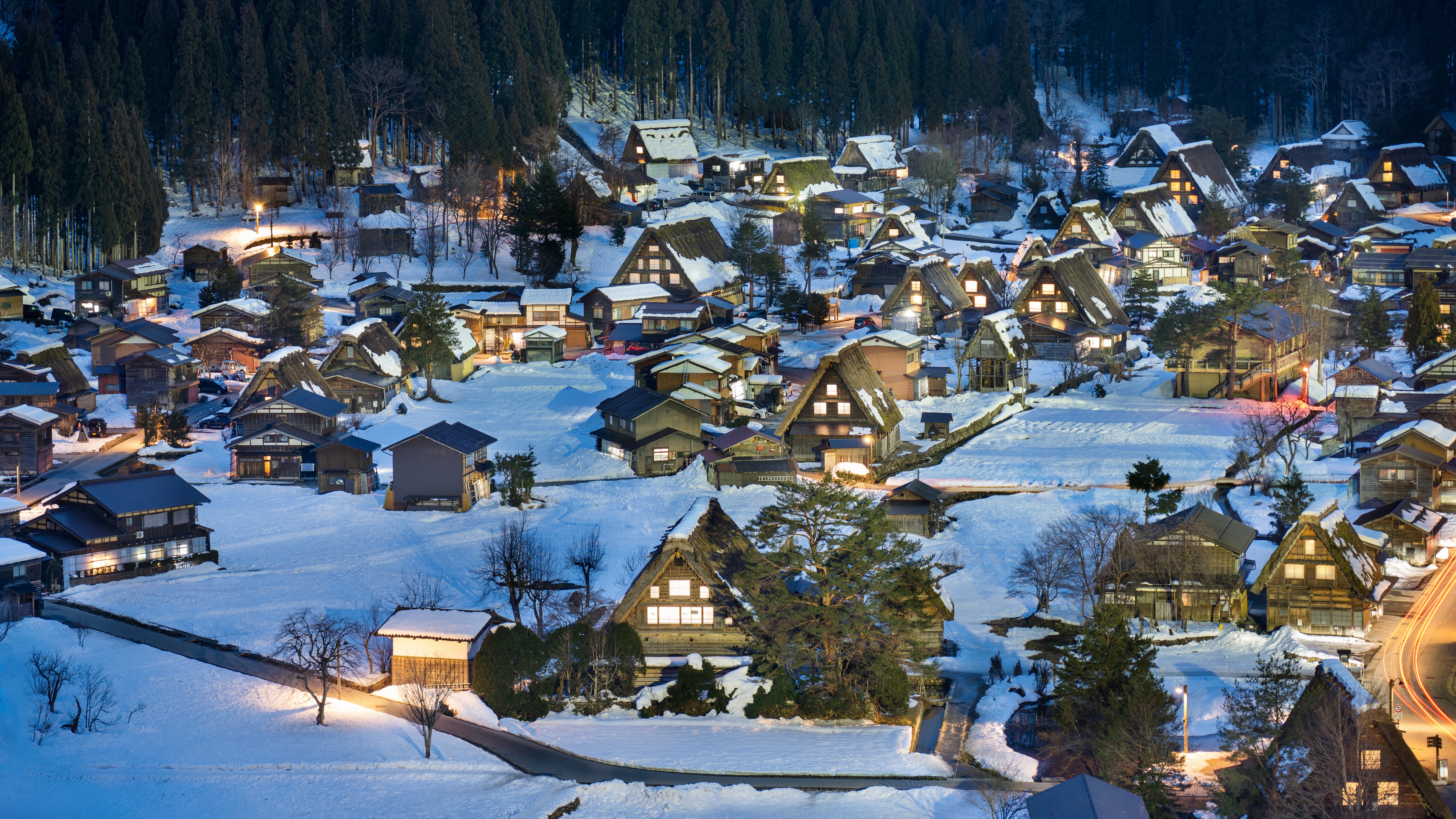 4K Shirakawago Village in Japan Covered in Snow HD Wallpaper