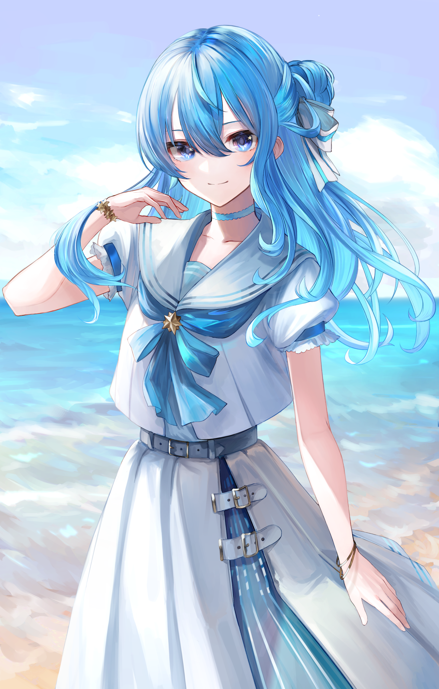 Hoshimachi Suisei on a Beach HD Phone Wallpaper