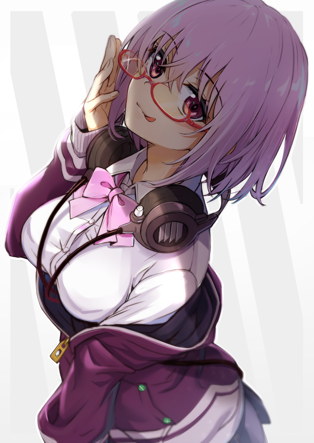 Shinjou Akane from SSSS.GRIDMAN with purple hair and headphones HD Phone Wallpaper