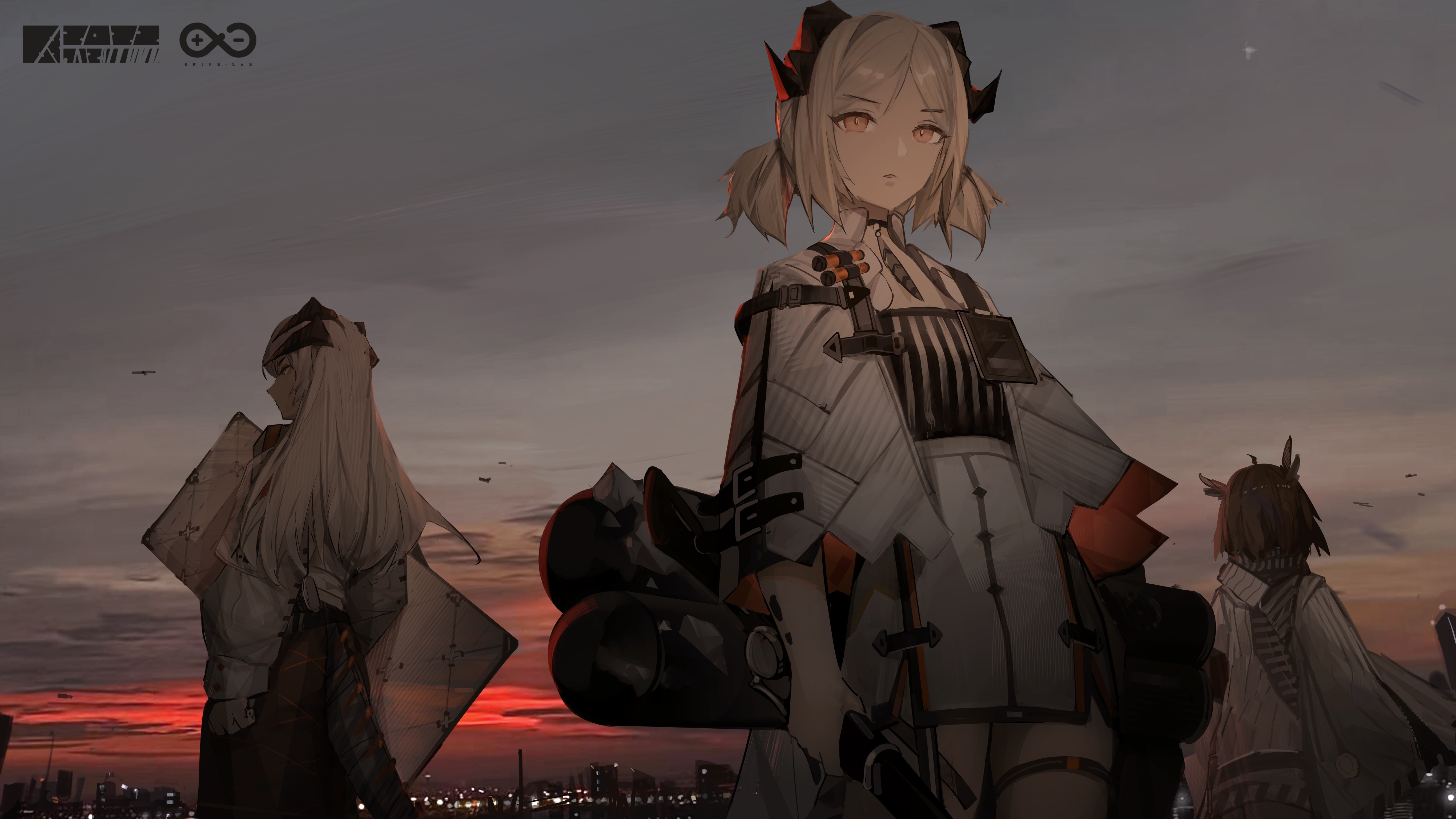 4K Arknights characters at sunset HD Wallpaper