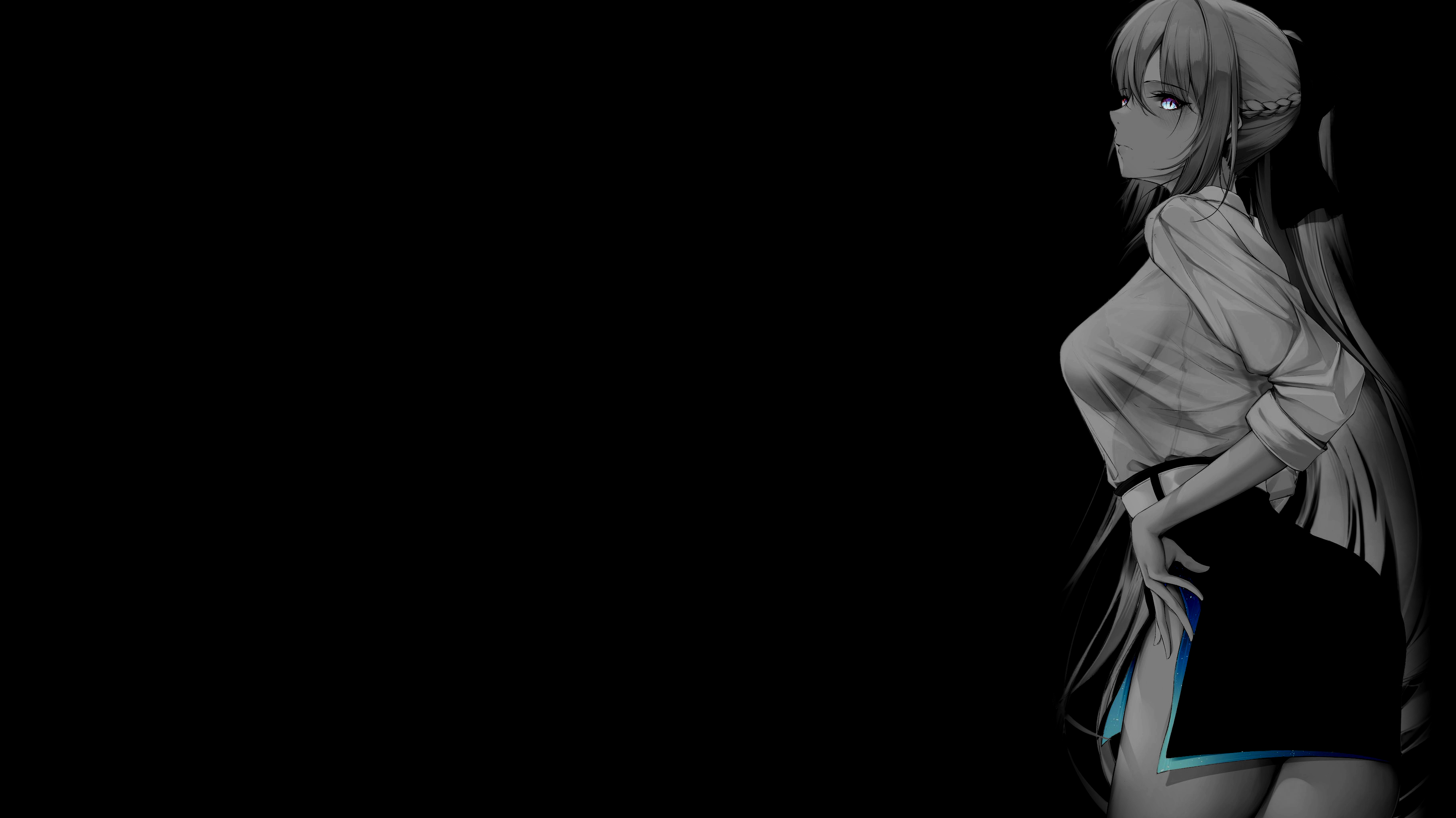 Morgan le Fay with glowing blue eyes on a dark background HD Wallpaper