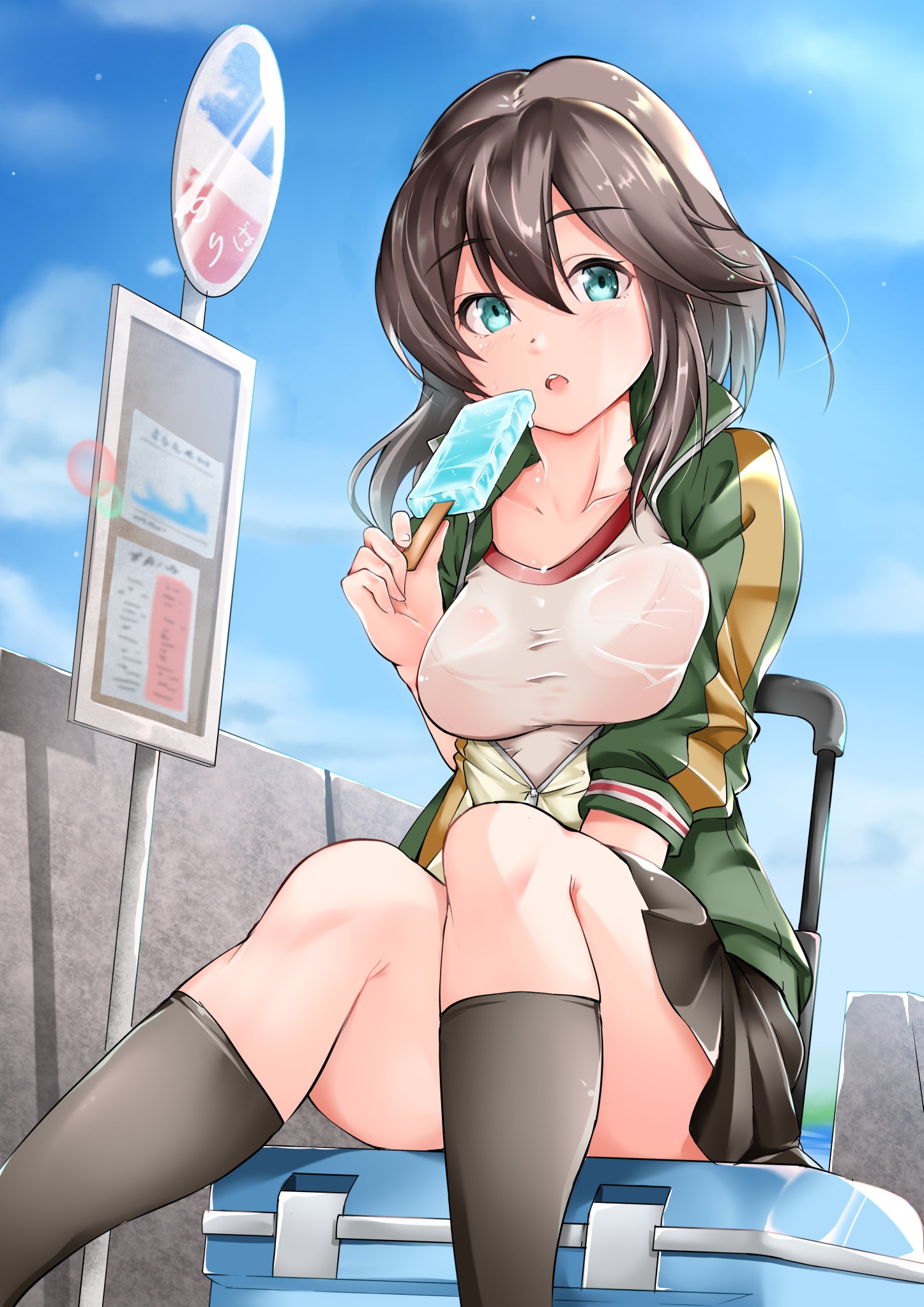 Hayasui from Kantai Collection eating a popsicle HD Phone Wallpaper