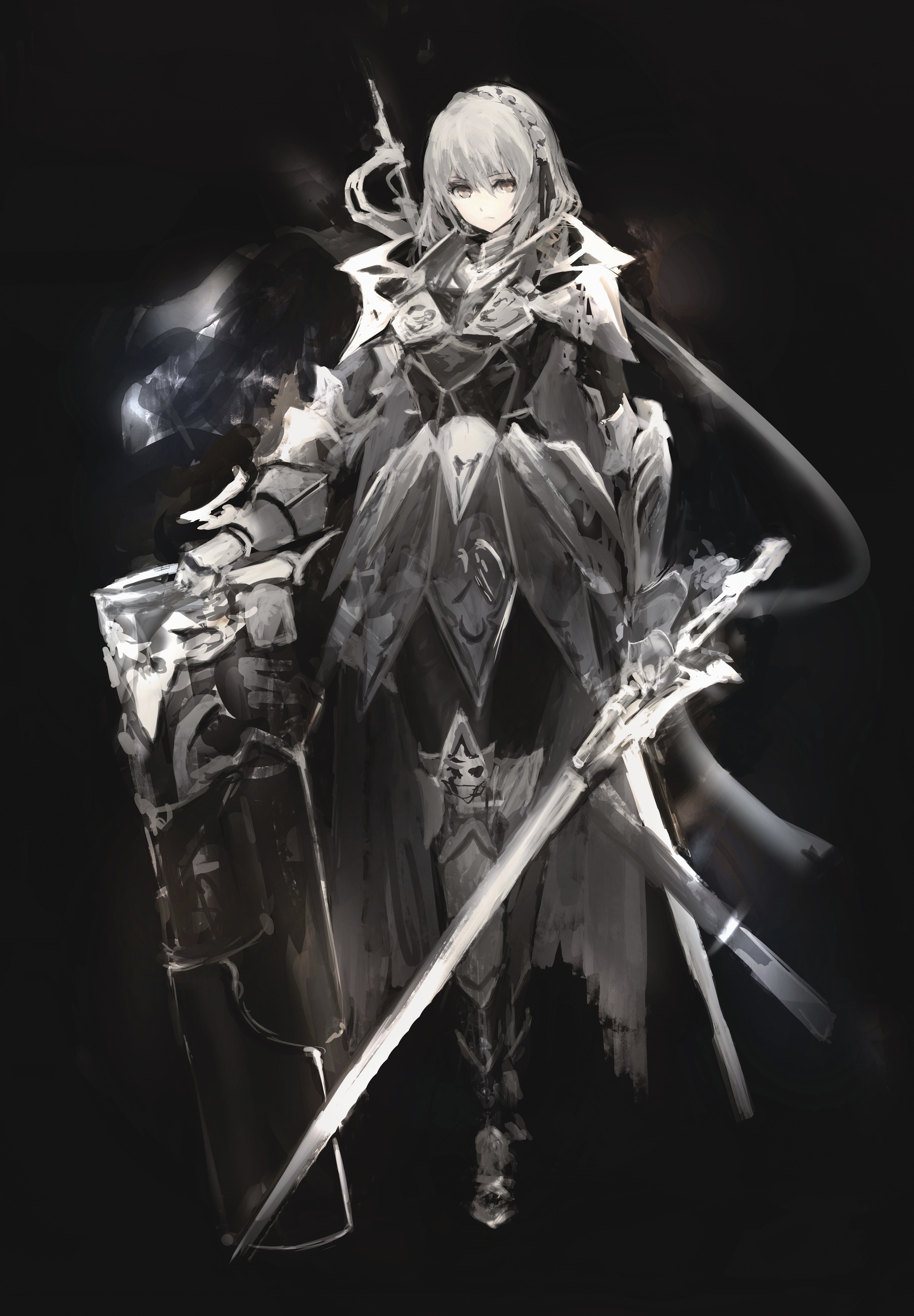 4K Anime Knight with Sword and Shield HD Phone Wallpaper