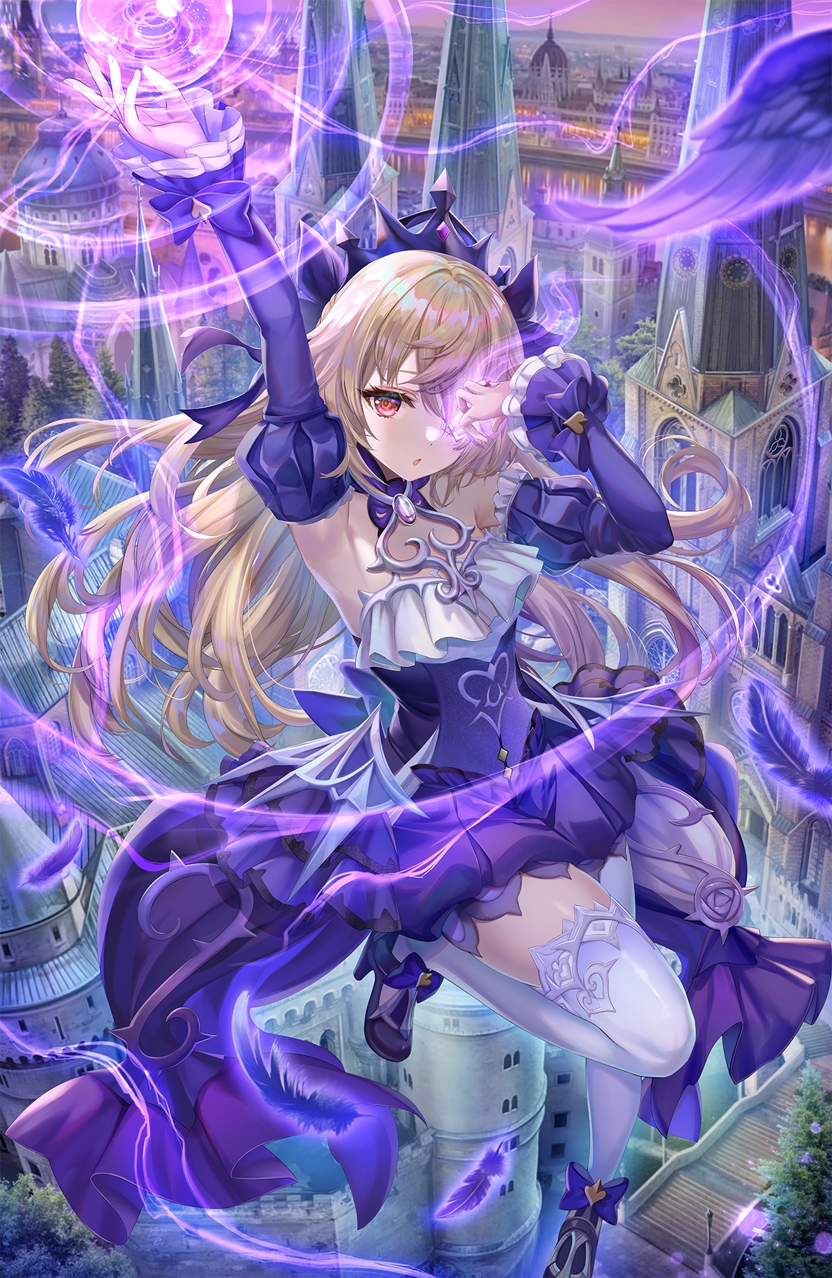 Fischl from Genshin Impact casting a spell HD Phone Wallpaper