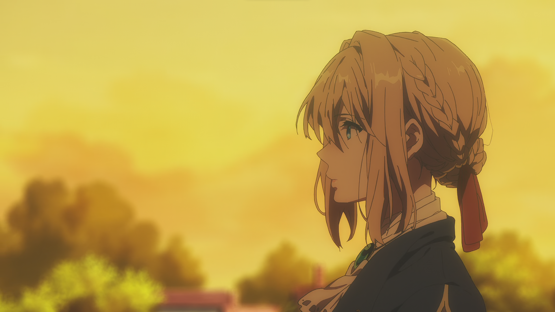 Violet Evergarden in a golden sunset HD Wallpaper