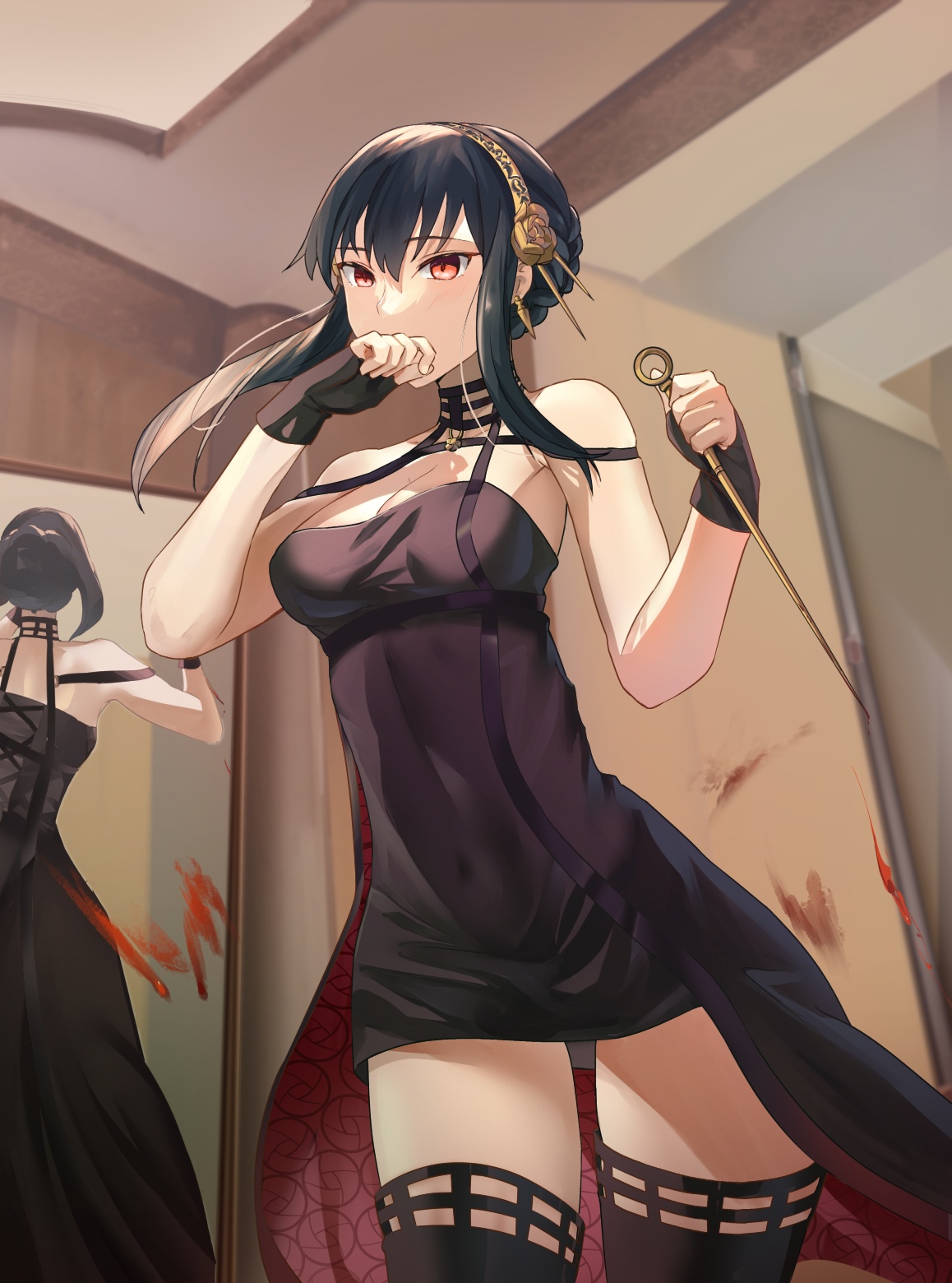 Yor Forger from Spy x Family in a black dress HD Phone Wallpaper